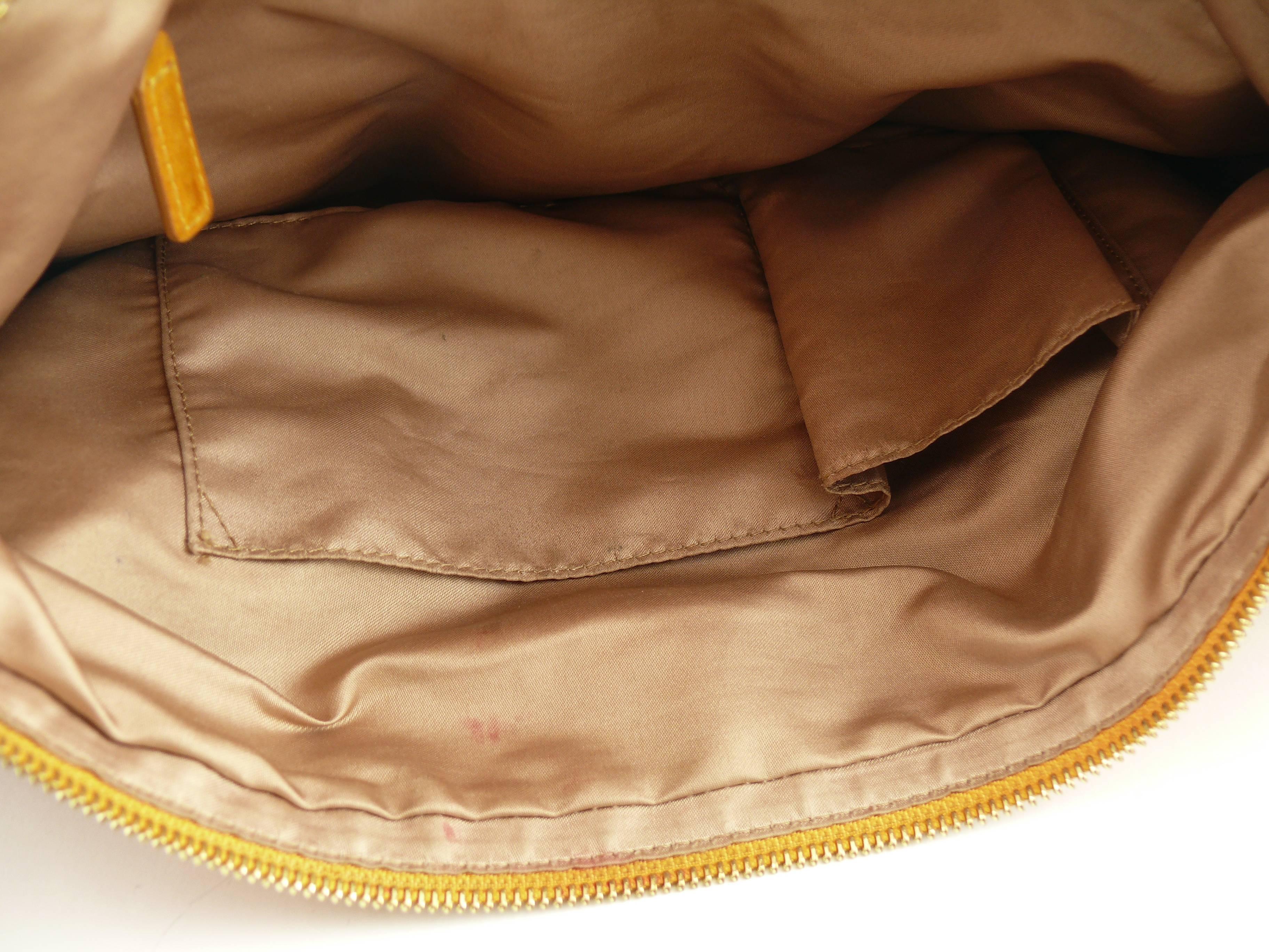 Brown Christian Dior Washed Cognac Leather Gypsy Ruffle Bag