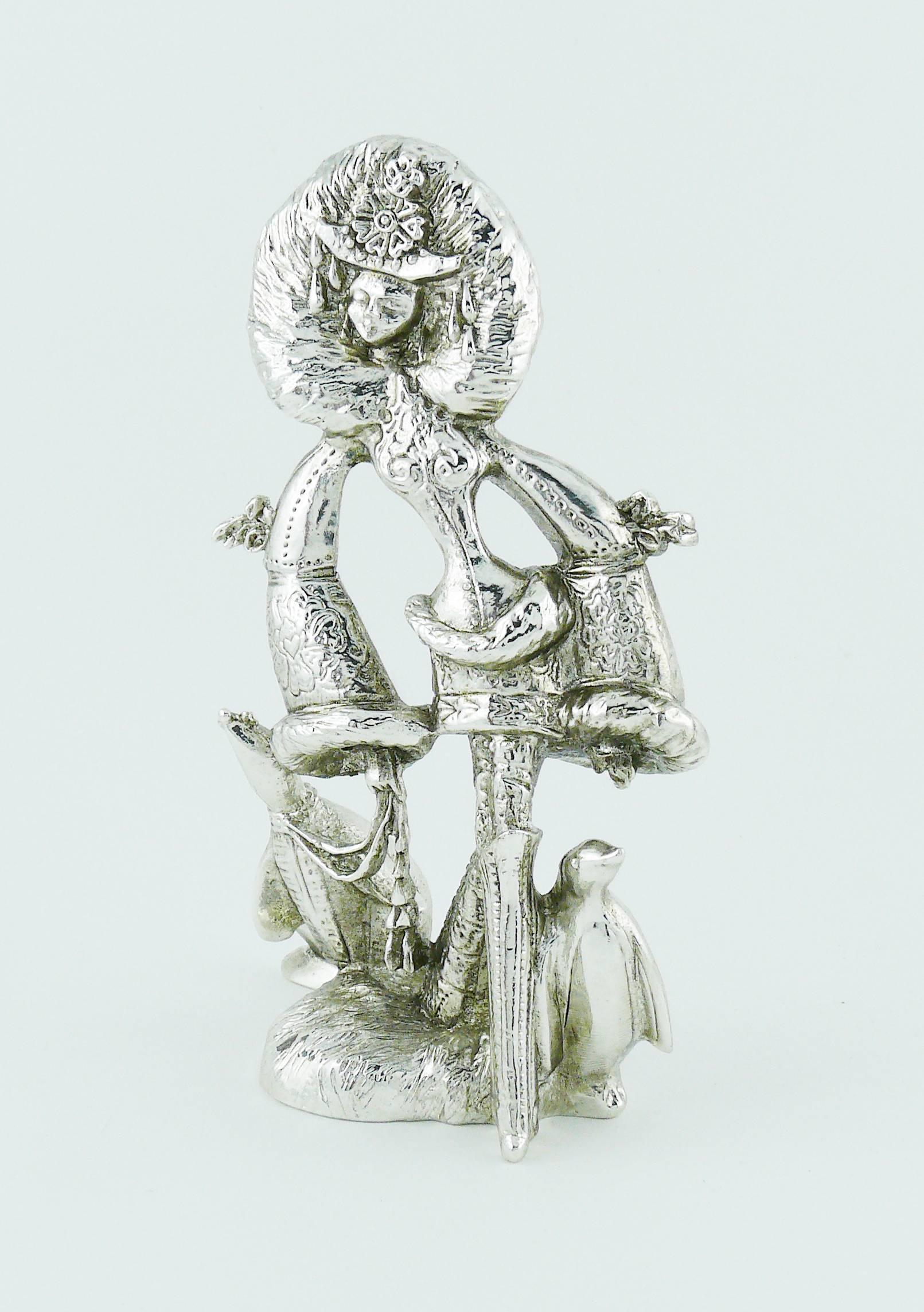 Christian Lacroix Vintage Rare Silver Toned Allegoric Paperweight In Excellent Condition For Sale In Nice, FR