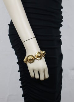 CELINE Vintage Gold-Tone Planisphere Geometric Link Bracelet