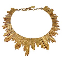YVES SAINT LAURENT YSL Vintage Gold-Tone Sculptural Sunburst Necklace
