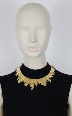 YVES SAINT LAURENT YSL Vintage Gold-Tone Sculptural Sunburst Necklace