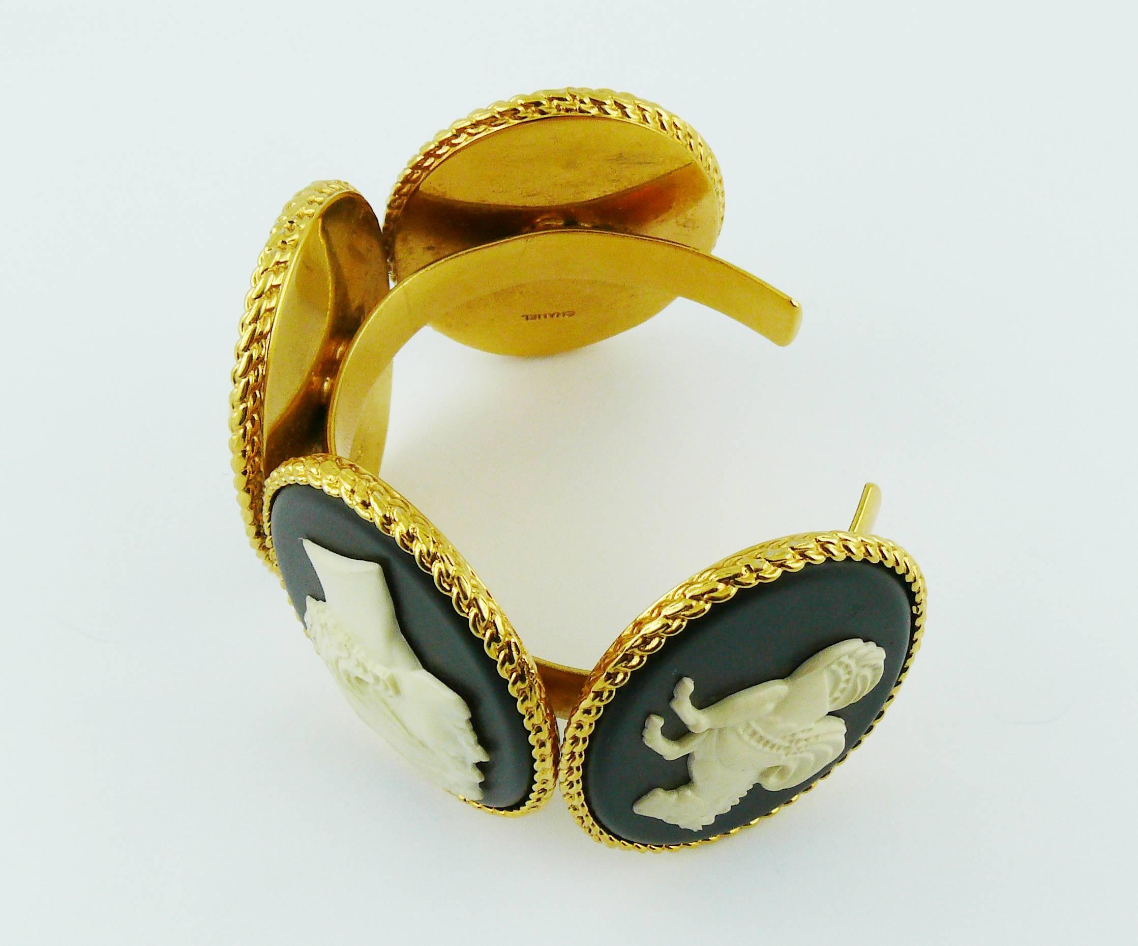 Chanel Vintage Uber Rare Cameo Cuff Bracelet Collector 1