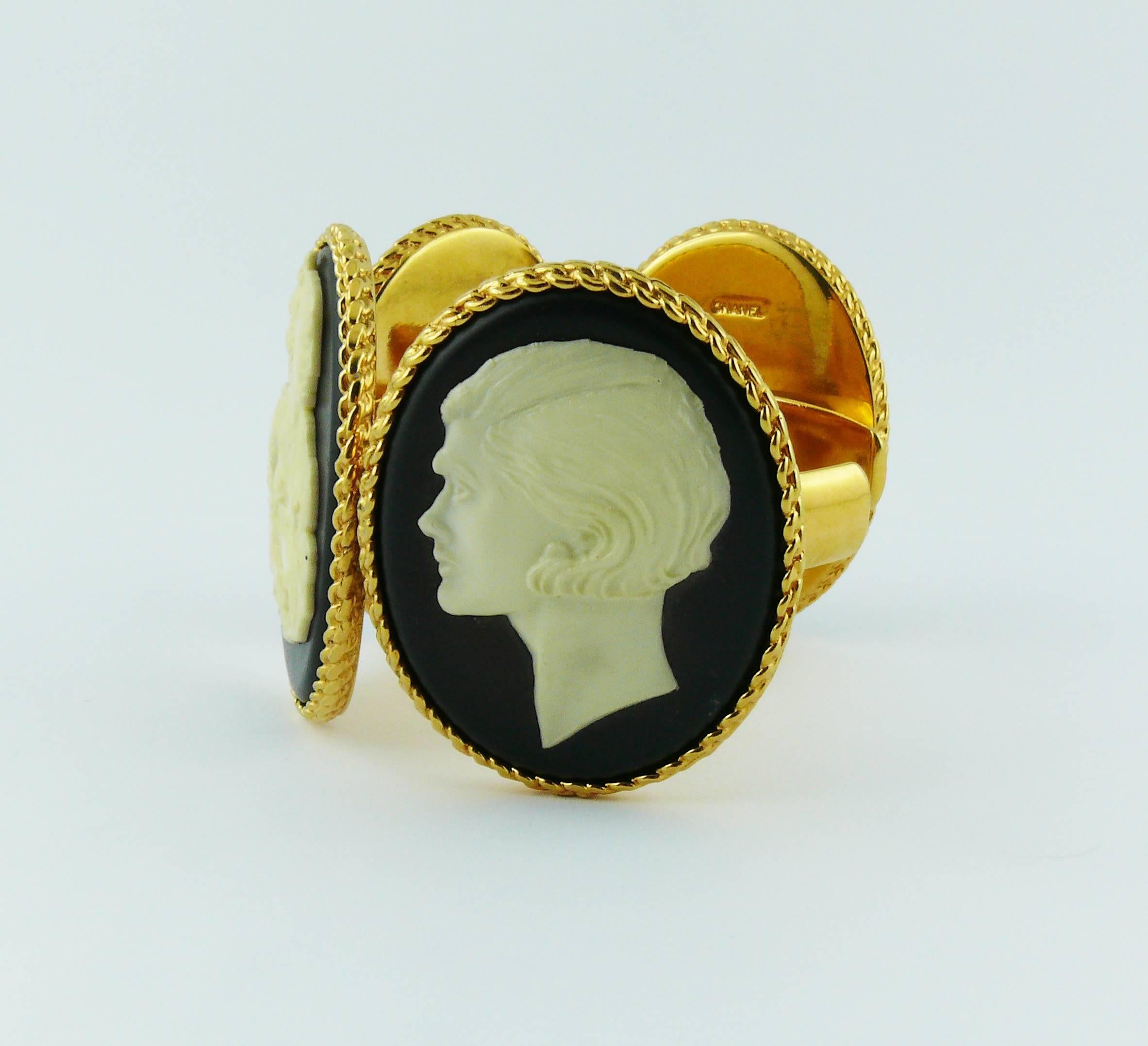 Women's Chanel Vintage Uber Rare Cameo Cuff Bracelet Collector