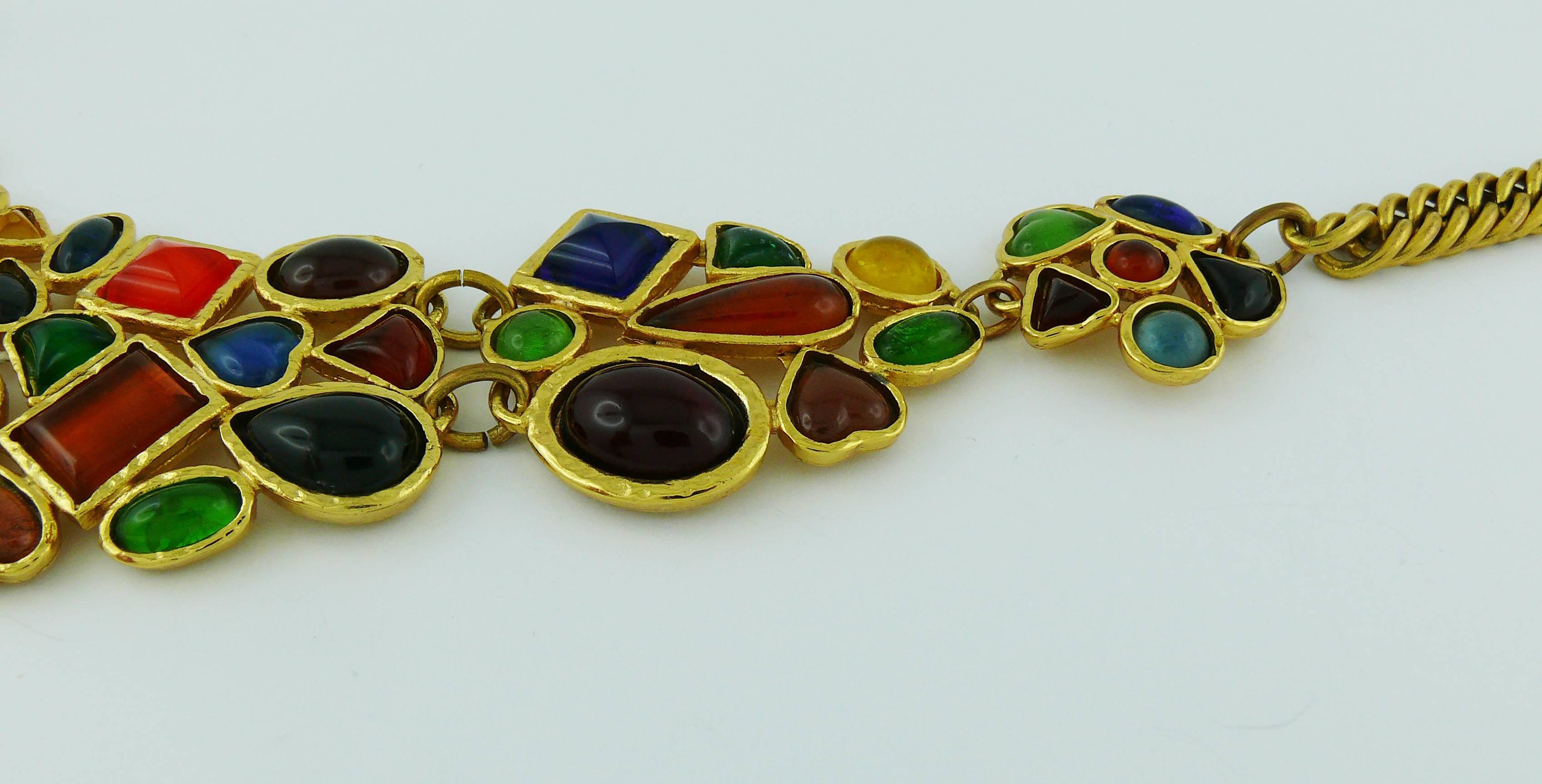 Edouard Rambaud Vintage Multicolored Poured Glass Bib Necklace 3