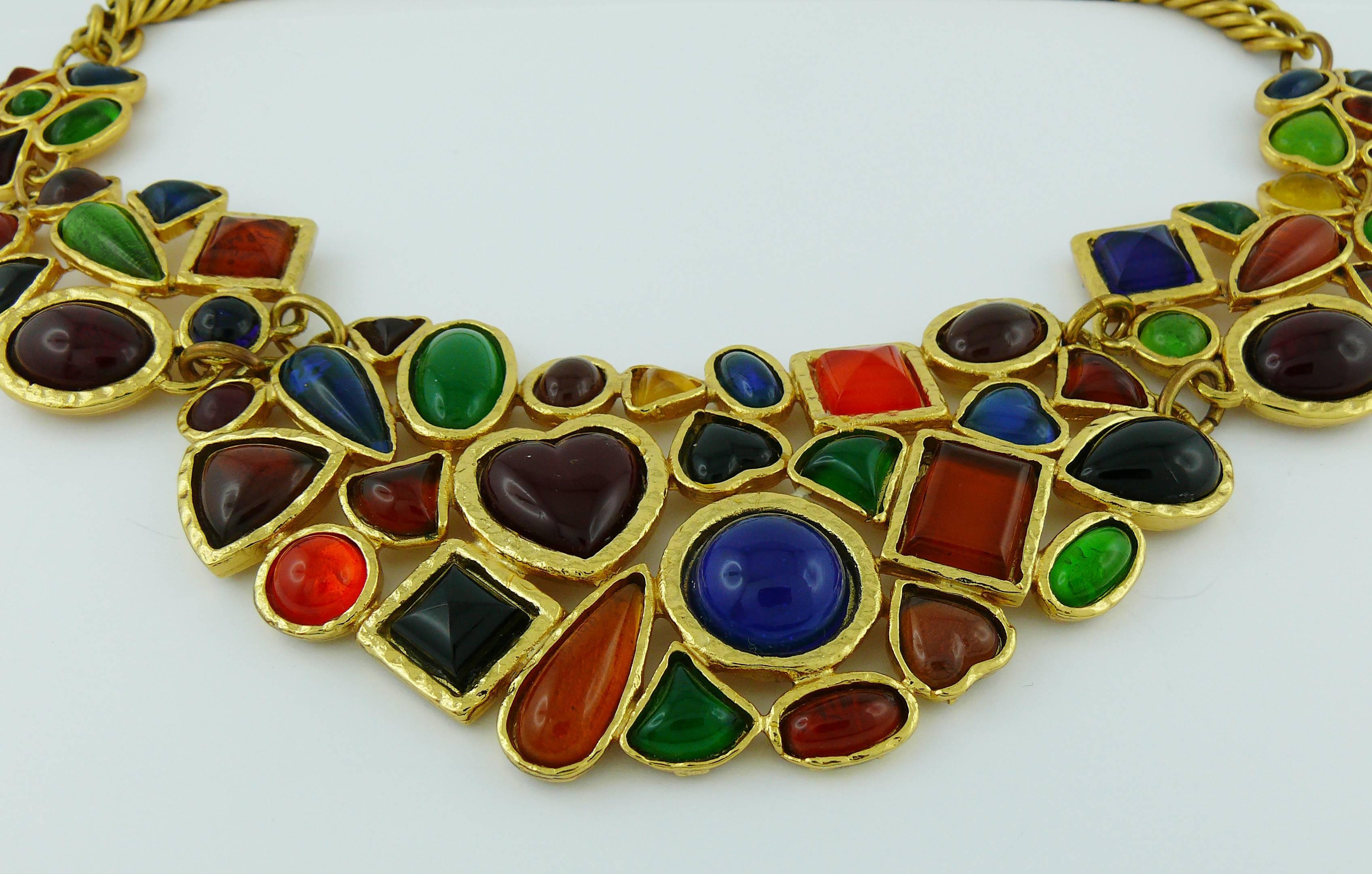 Women's Edouard Rambaud Vintage Multicolored Poured Glass Bib Necklace