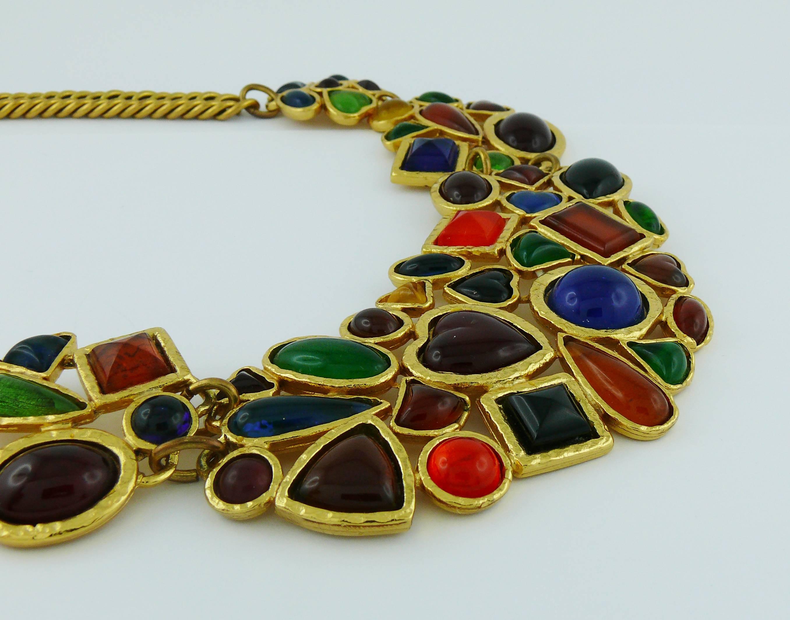 Edouard Rambaud Vintage Multicolored Poured Glass Bib Necklace In Excellent Condition In Nice, FR