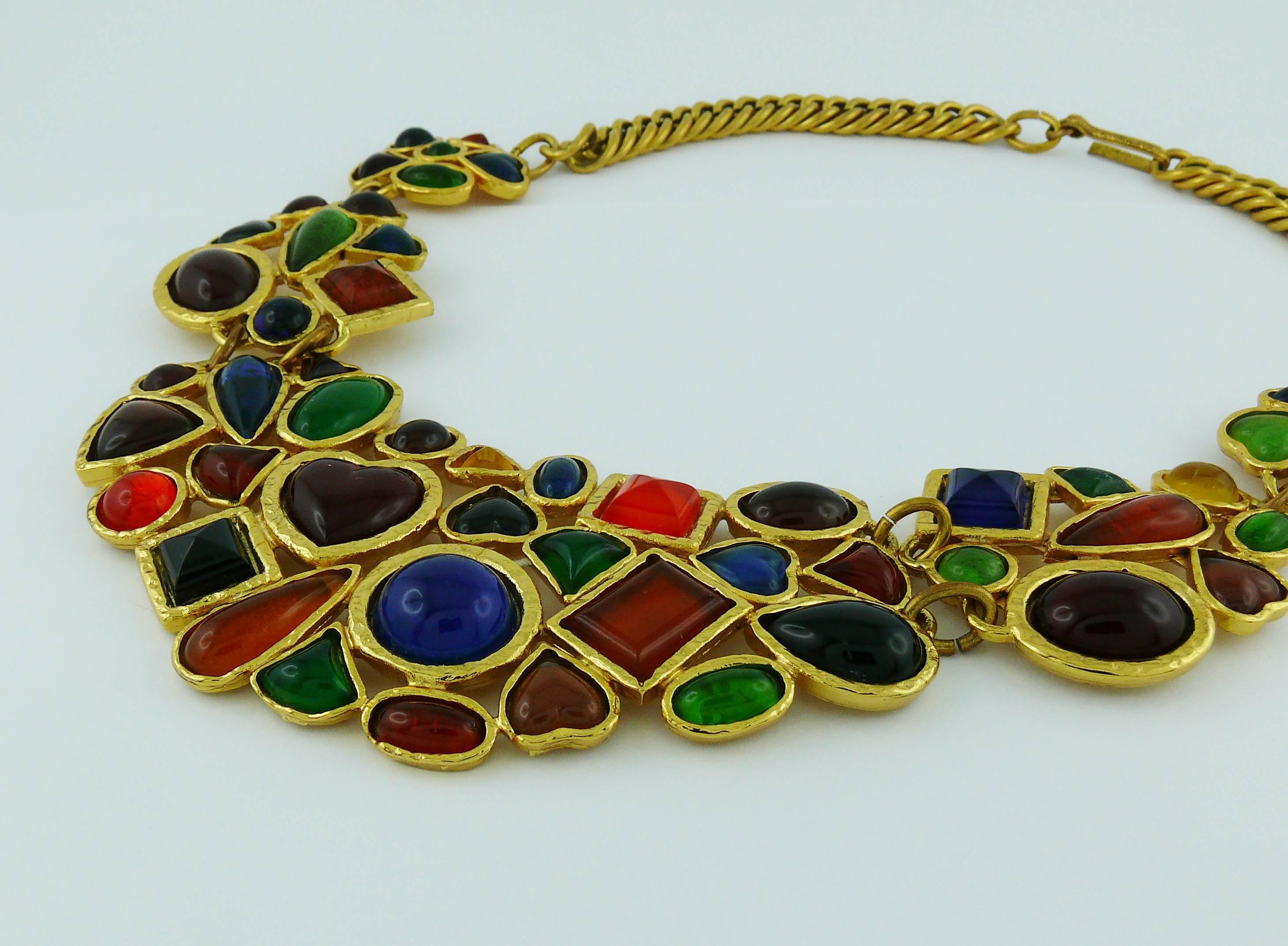 Edouard Rambaud Vintage Multicolored Poured Glass Bib Necklace 1