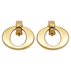 CHRISTIAN DIOR Vintage Gold-Tone O Dangle Earrings