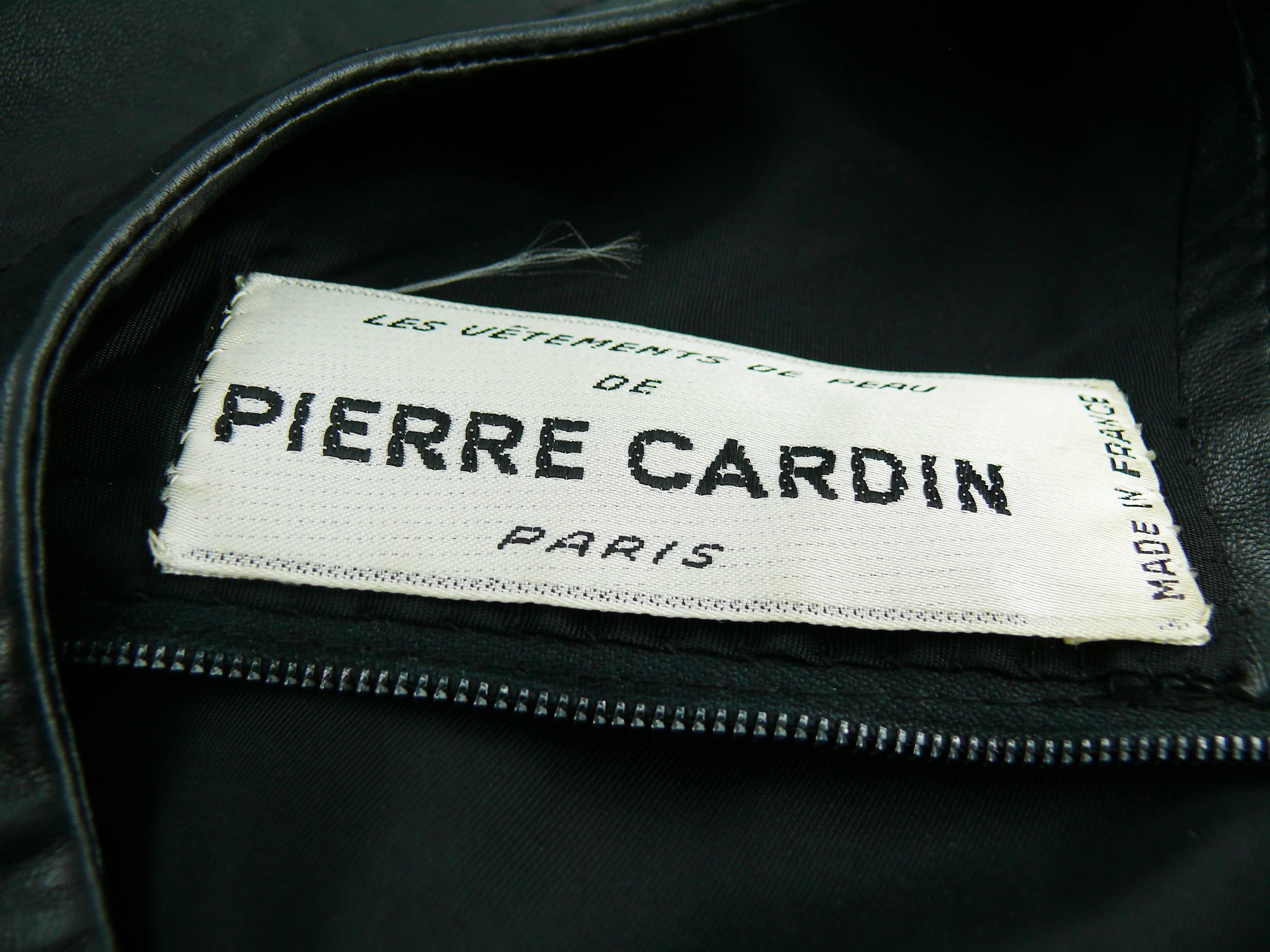 Pierre Cardin Vintage 1970s Little Black Leather Zip Dress 3
