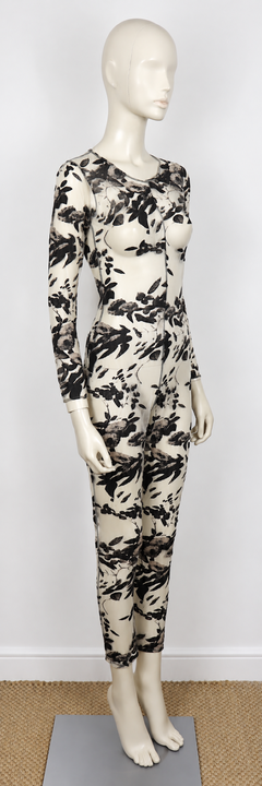 MUGLER Vintage Sheer Floral Print Jumpsuit, Size S