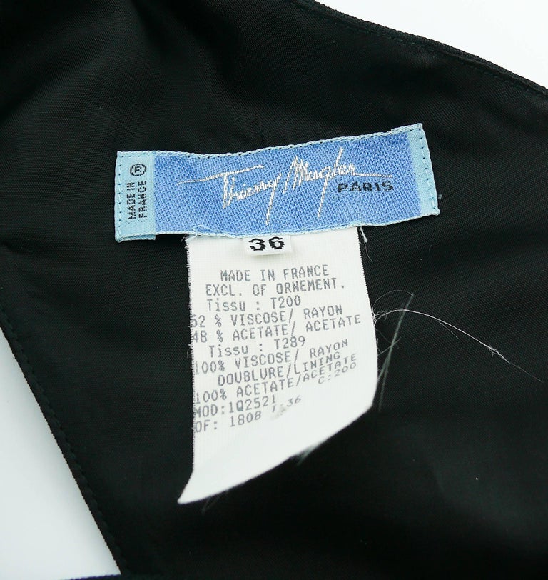 Thierry Mugler Vintage One Shoulder Black Fringe Dress For Sale 2