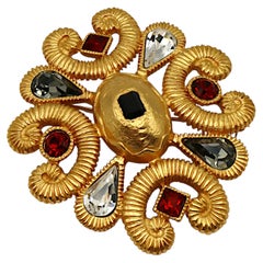 BALENCIAGA Vintage Gold-Tone Jewelled Brooch Pendant