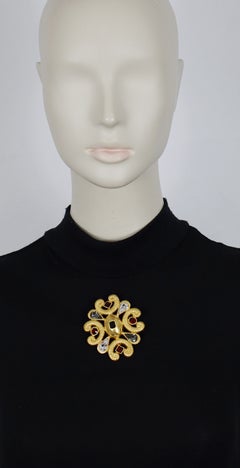 BALENCIAGA Vintage Gold-Tone Jewelled Brooch Pendant