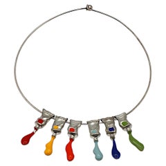 Collier ARMAN Vintage « Paint Tube » couleur argent, 2001