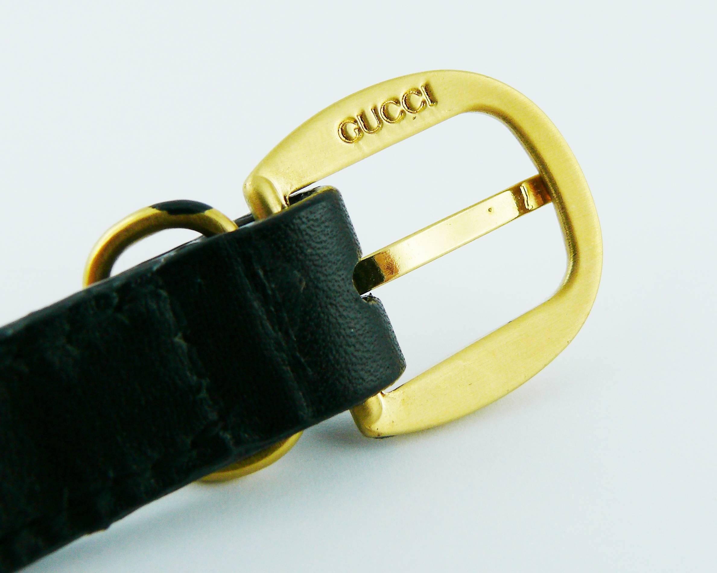Gucci Vintage Convertible Black Leather Saddle Bag Belt 3