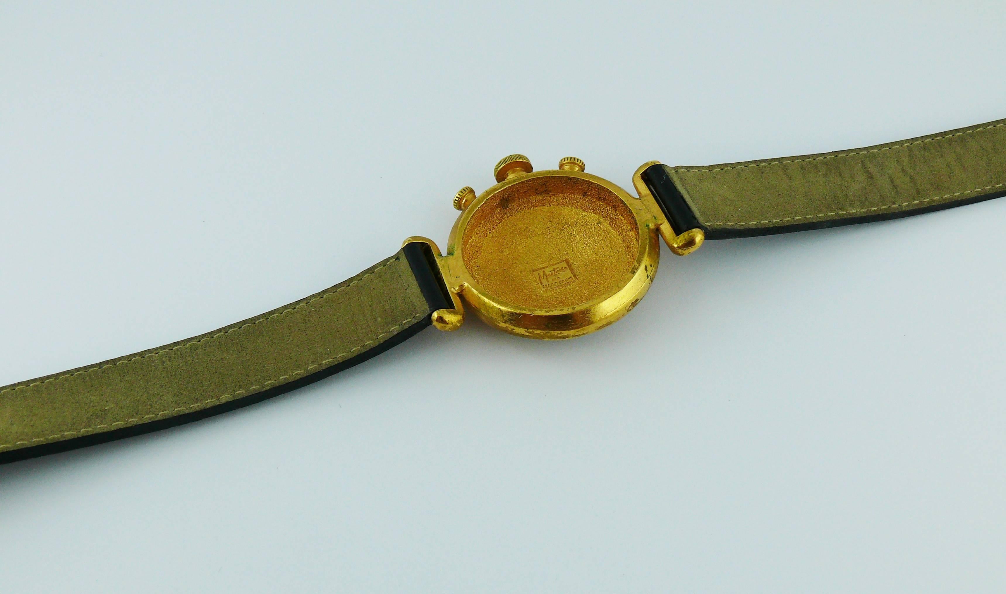 Claude Montana Vintage Trompe L'Oeil Watch Dial Double Tour Wrap Bracelet For Sale 2