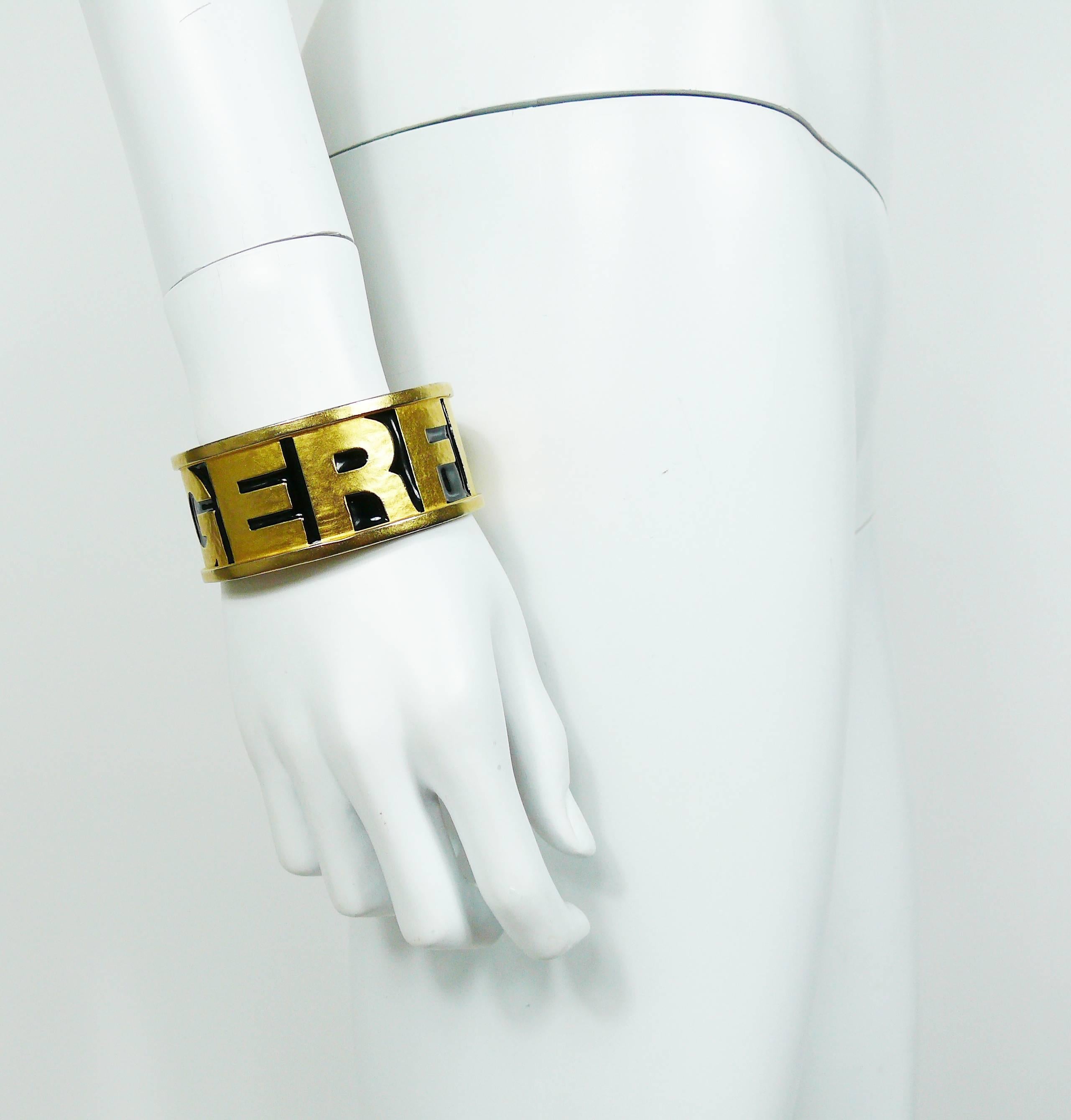 KARL LAGERFELD vintage iconic cuff bracelet featuring textured gold tone 