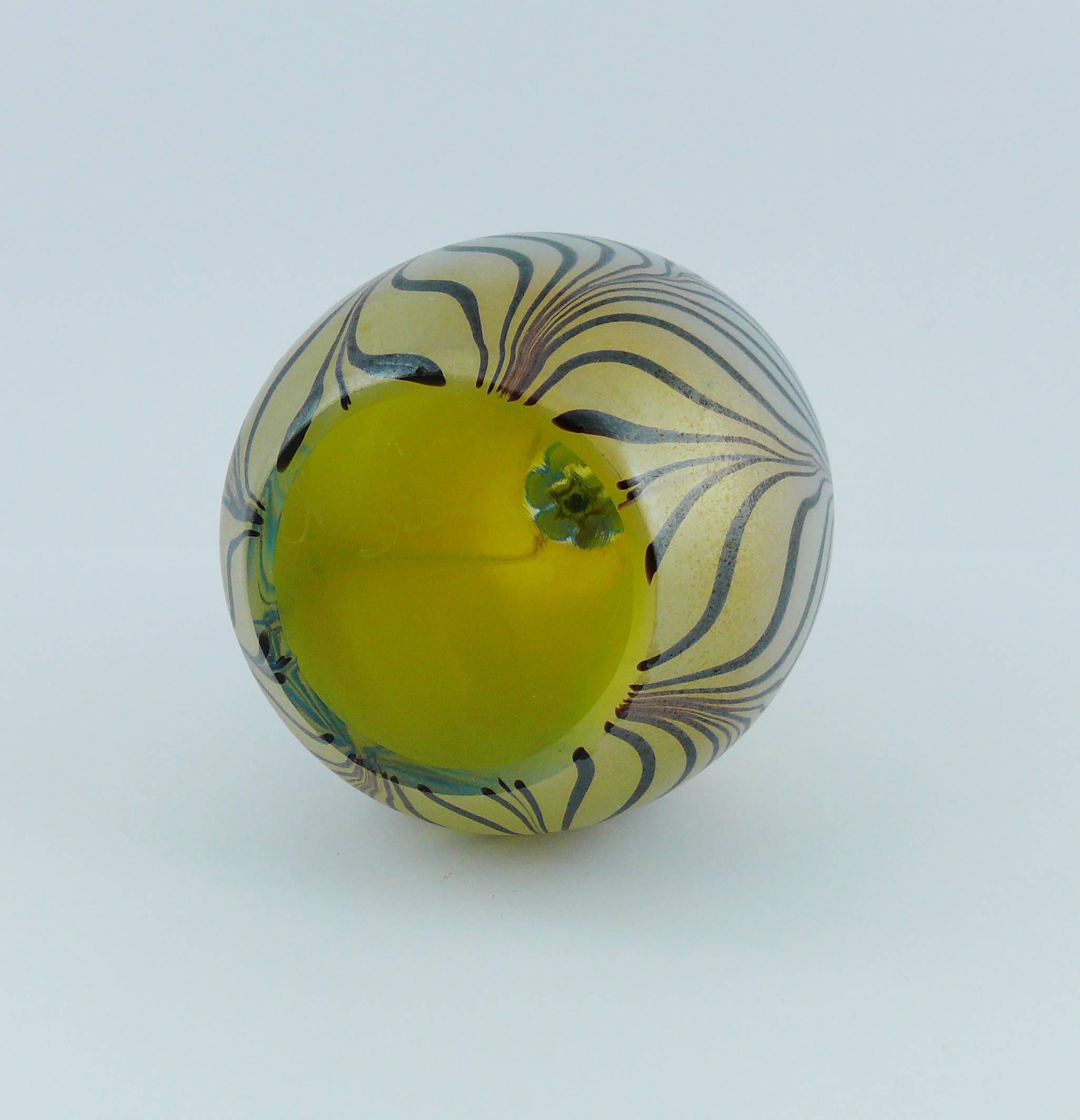 Gray Christian Dior Vintage Murano Art Glass Egg Paperweight 