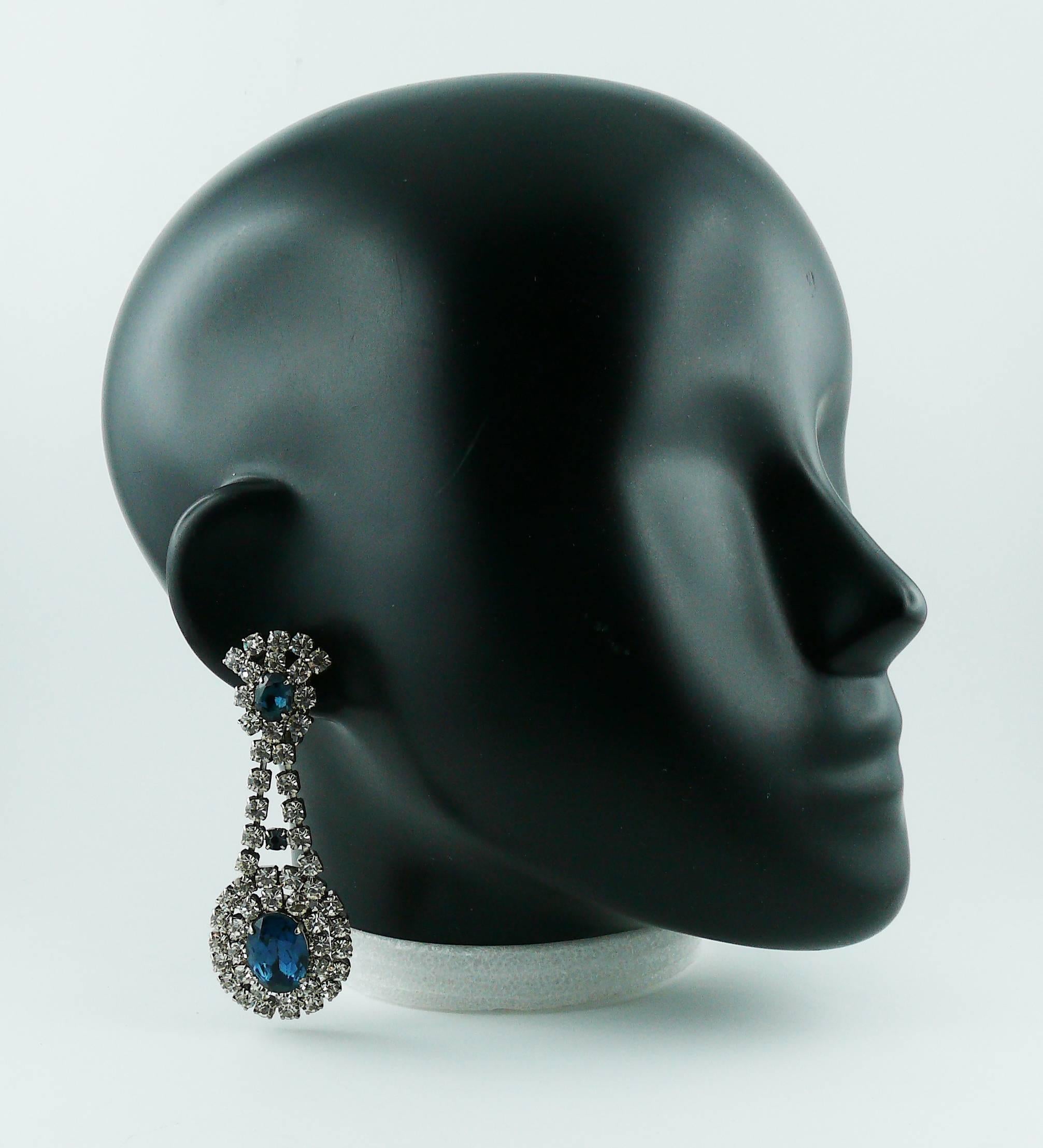Vintage Saphir und klarer Kristall Halskette Armband Ohrringe & Brosche Set im Angebot 1