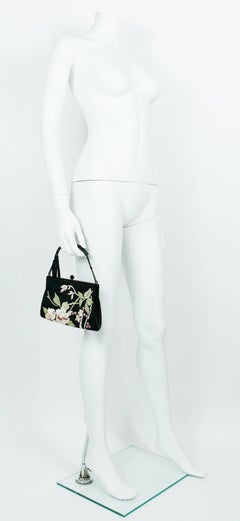 Gucci rare sac à main en soie brodé de fleurs japonaises