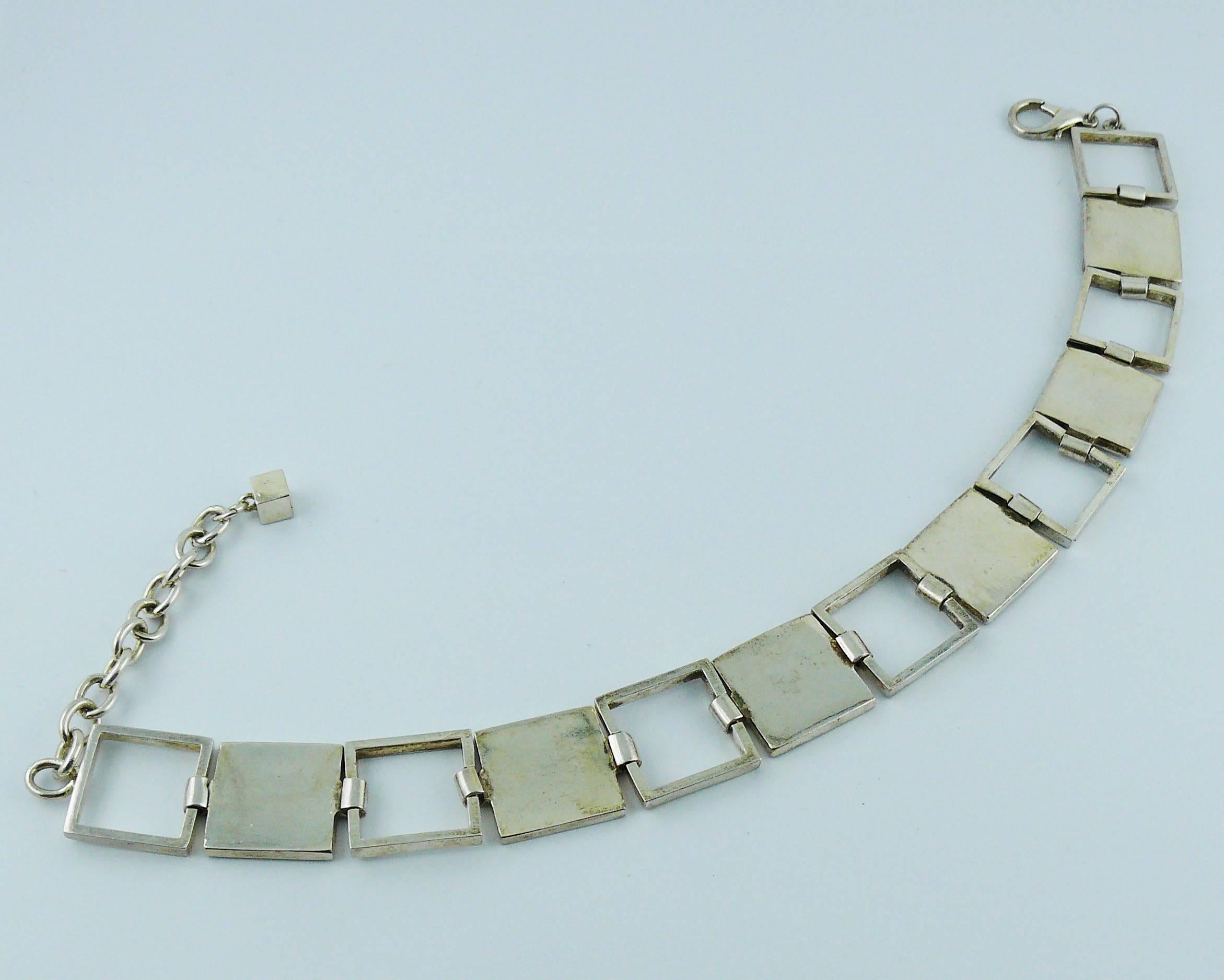 Karl Lagerfeld Vintage Silver Toned Crossword Puzzle Choker Necklace  1