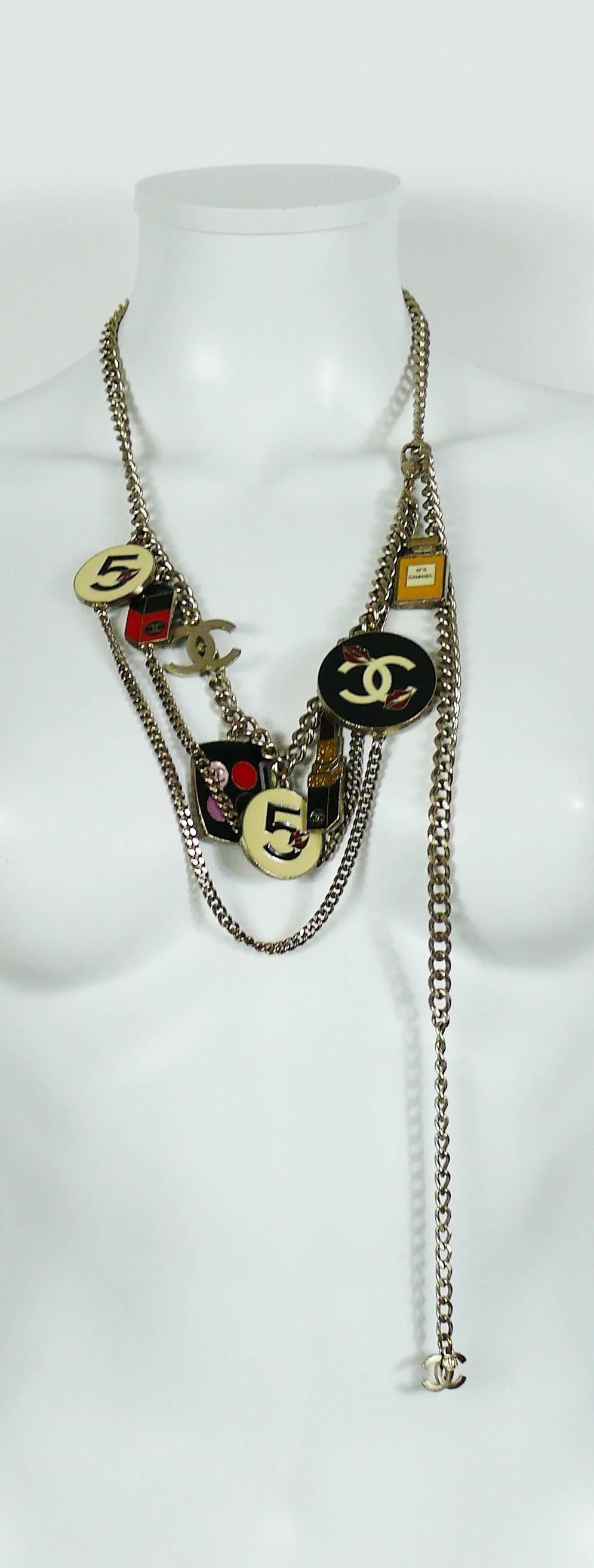 Gray Chanel Rare Fall 2004 Make-Up Charm Runway Belt Necklace