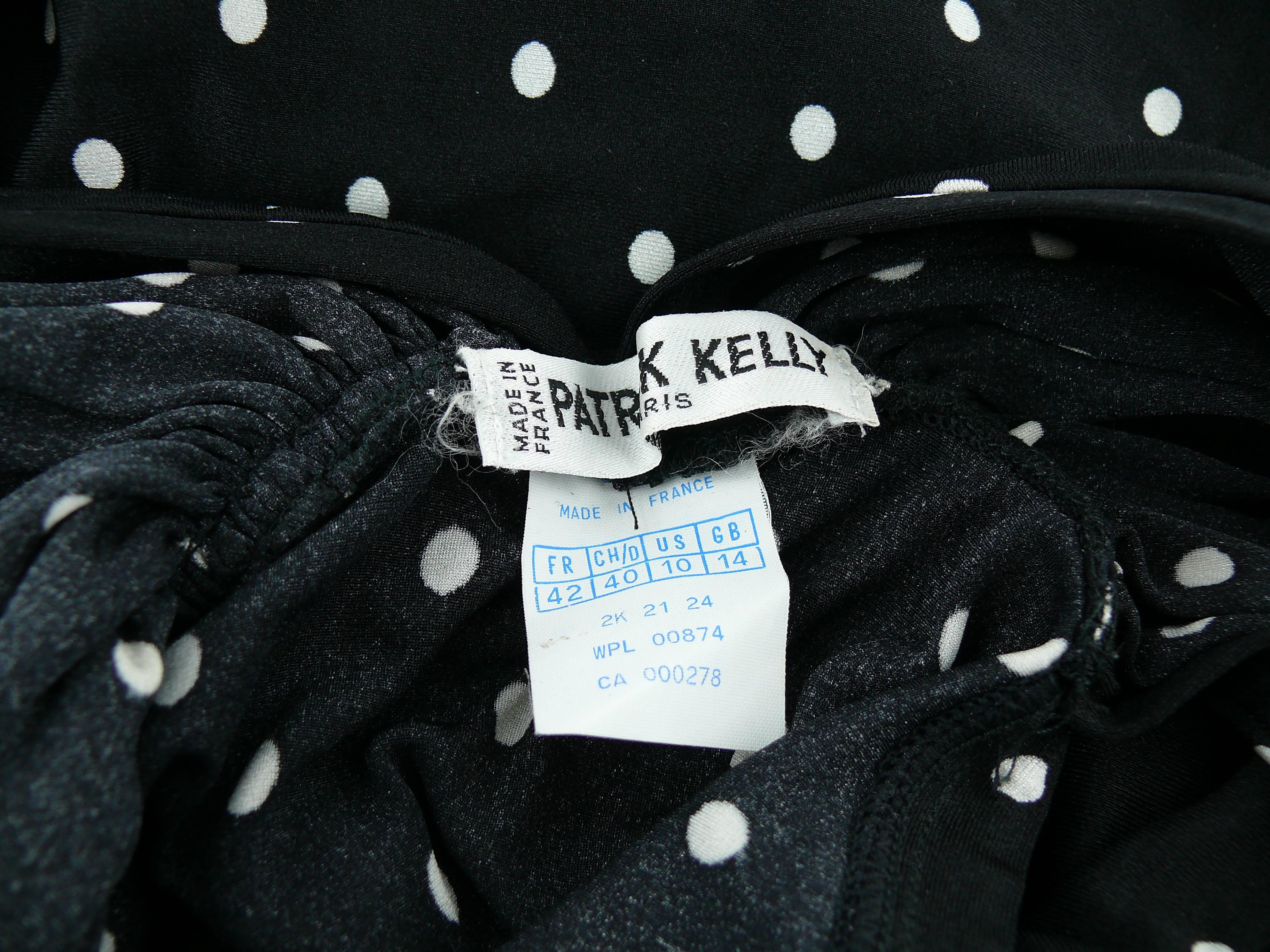 Patrick Kelly Vintage Schwarzweißes gepunktetes Kleid, US Größe 10 im Angebot 6