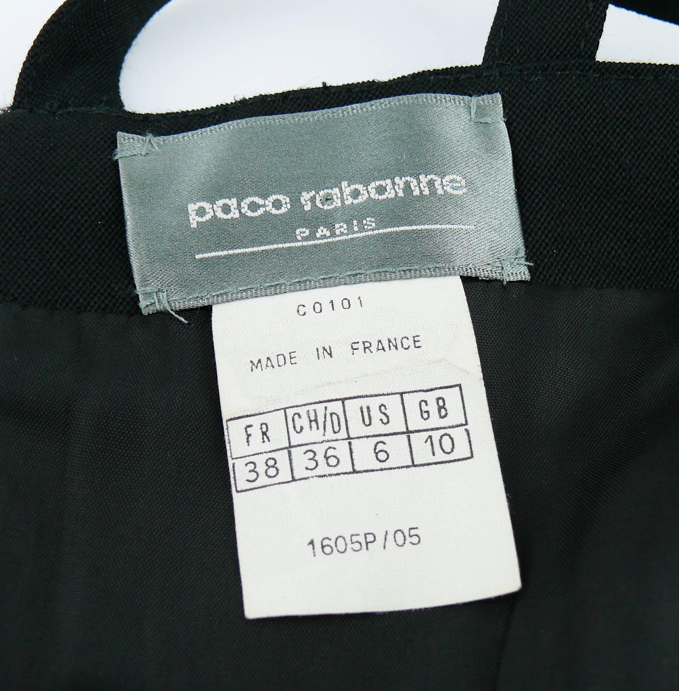 Paco Rabanne Vintage Black Wool Halter Dress with Metal Collar US Size 6 3