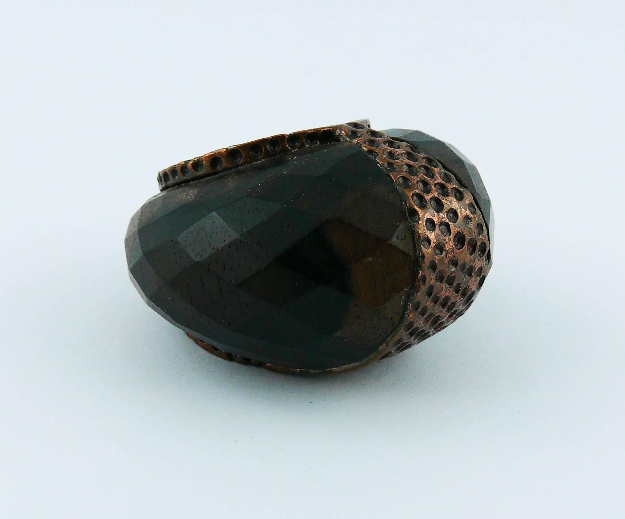 Jean Paul Gaultier Vintage Chunky Wood and Copper Ring For Sale 2