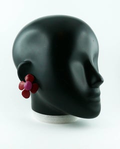 Yves Saint Laurent YSL Vintage Enamel Flower Clip-On Earrings