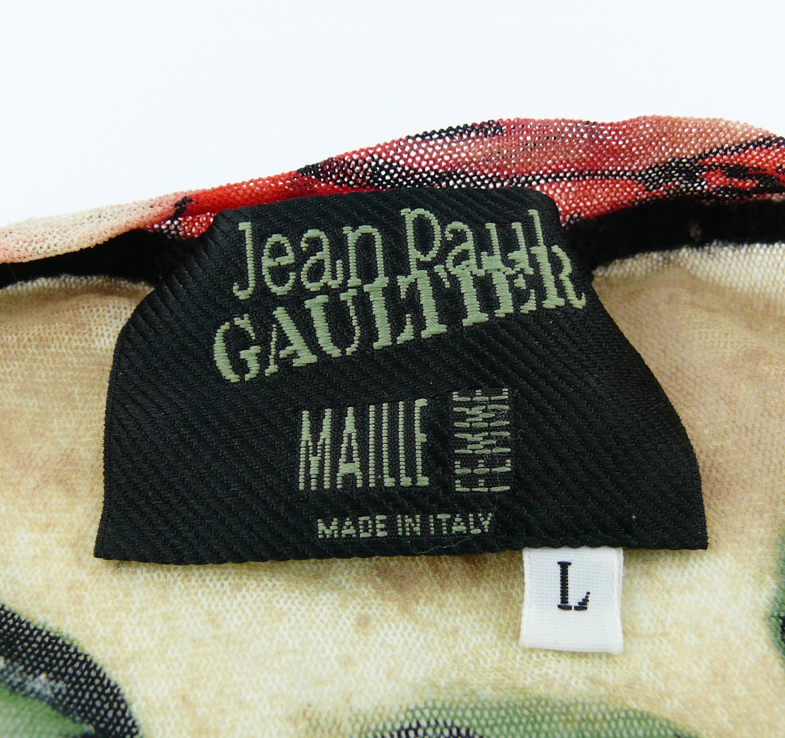 Jean Paul Gaultier Maille Femme Vintage Iconic Faces Print Mesh Top Size L 1
