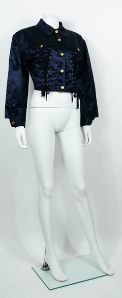 Jean Paul Gaultier Junior Vintage Navy Blue Iconic Corset Style Jacket