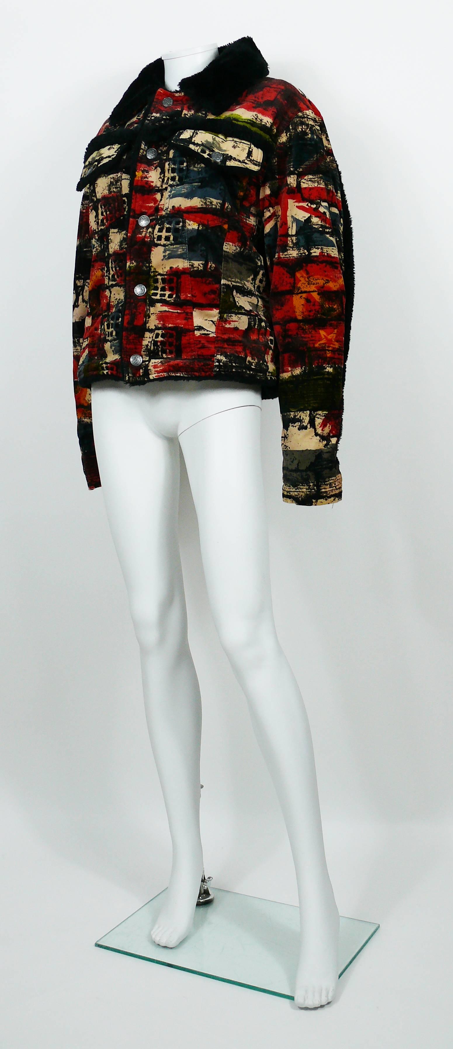 Black Jean Paul Gaultier Vintage Wall and Flags Print Jacket For Sale