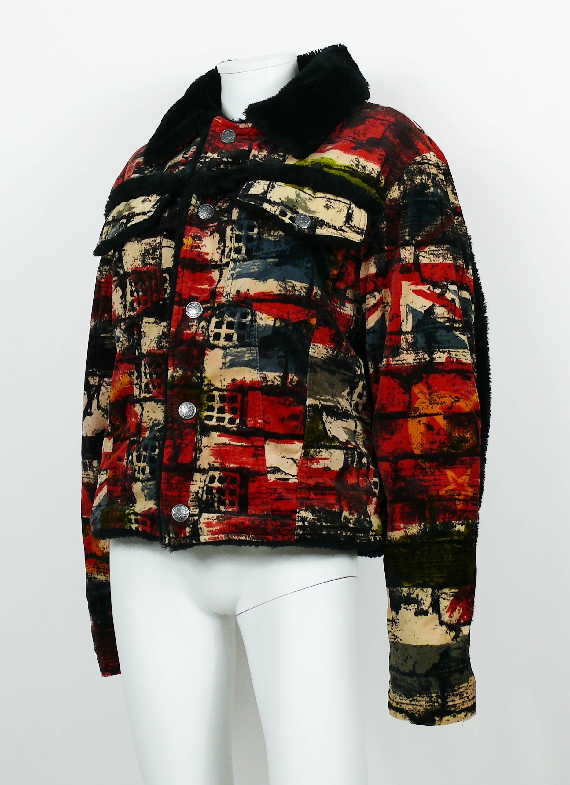 Jean Paul Gaultier Vintage Wall and Flags Print Jacket In Good Condition For Sale In Nice, FR