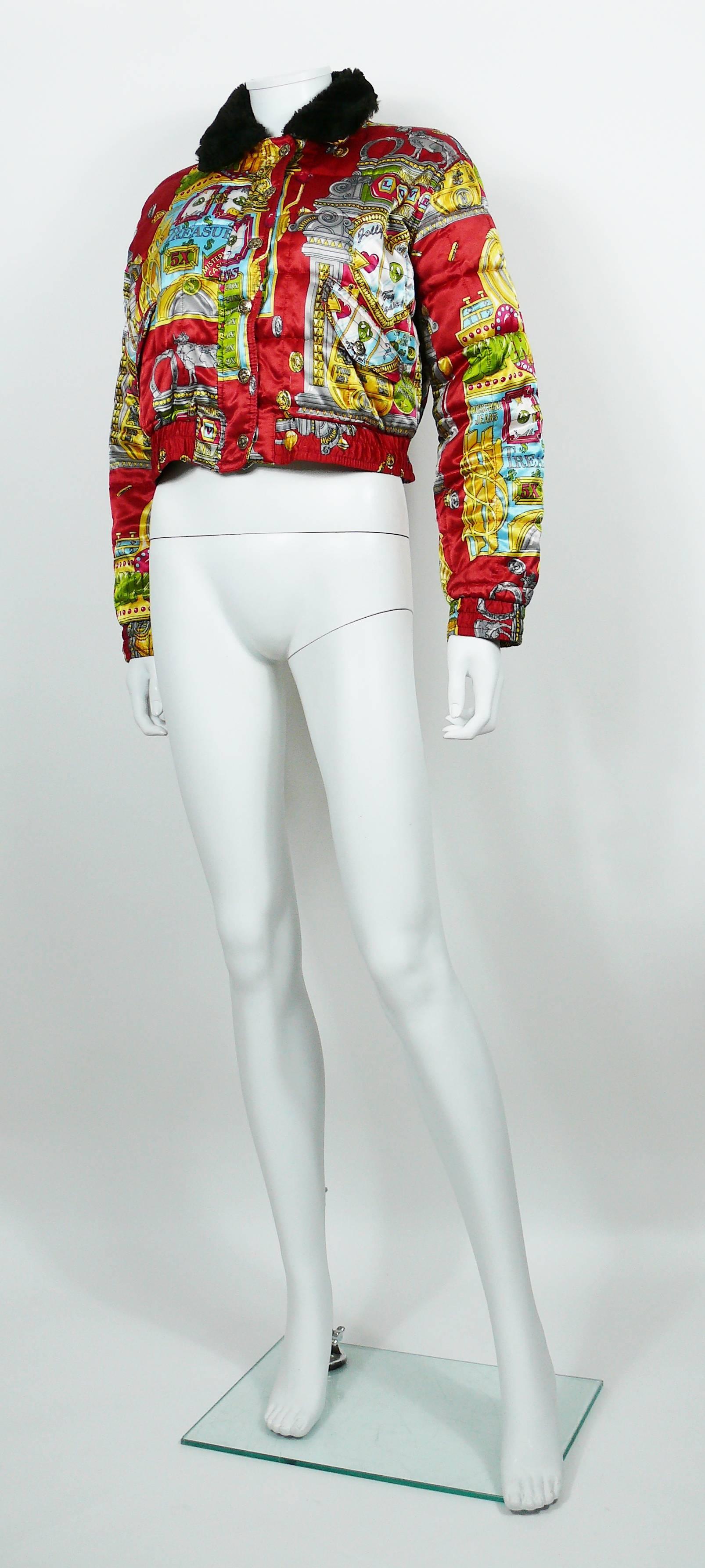 Chaqueta bomber Moschino Jeans Vintage Iconic Slotter Casino Game US Size 6 en venta 1