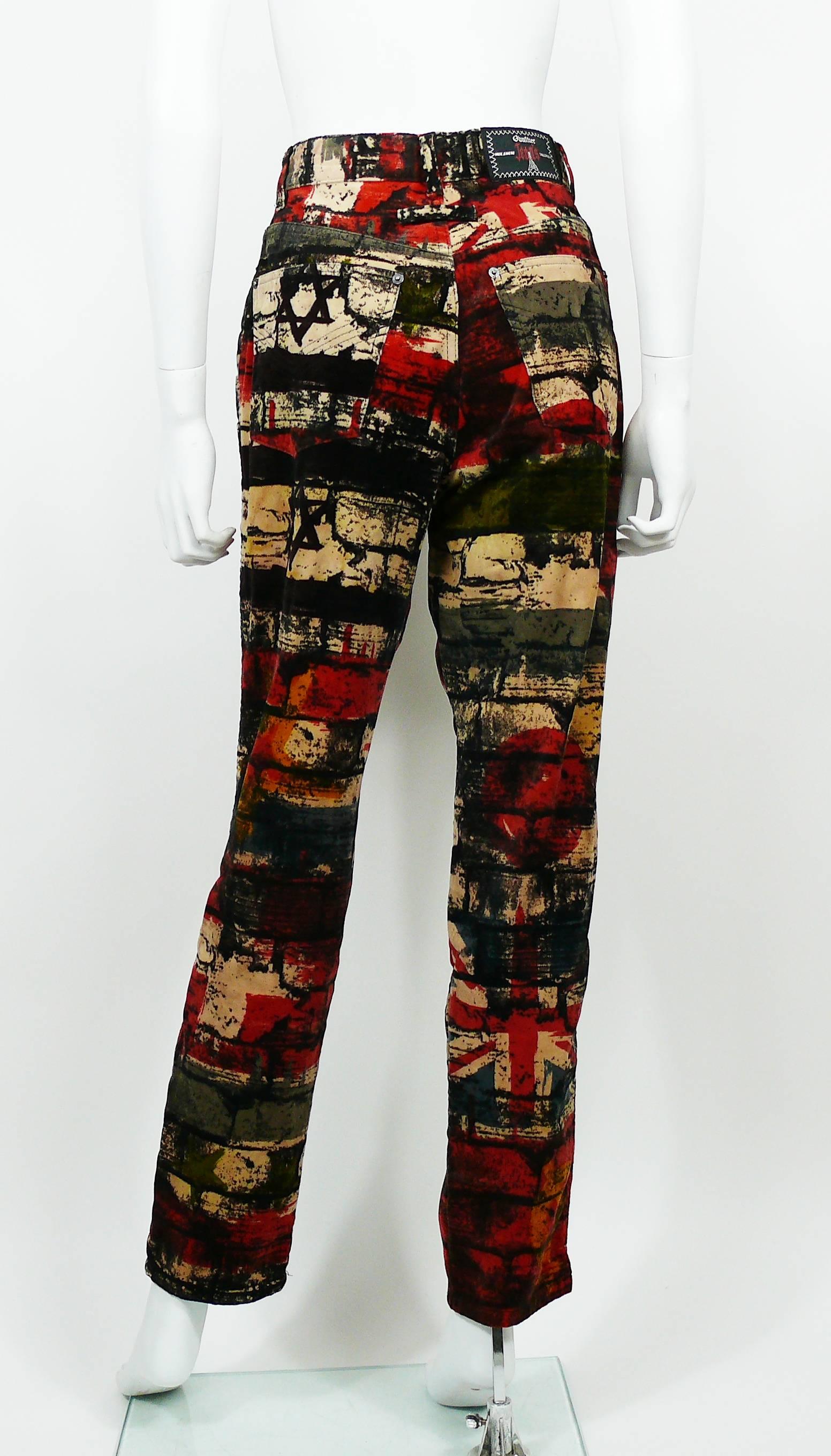Jean Paul Gaultier Vintage Wall and Flags Print Pants Trousers In Good Condition In Nice, FR
