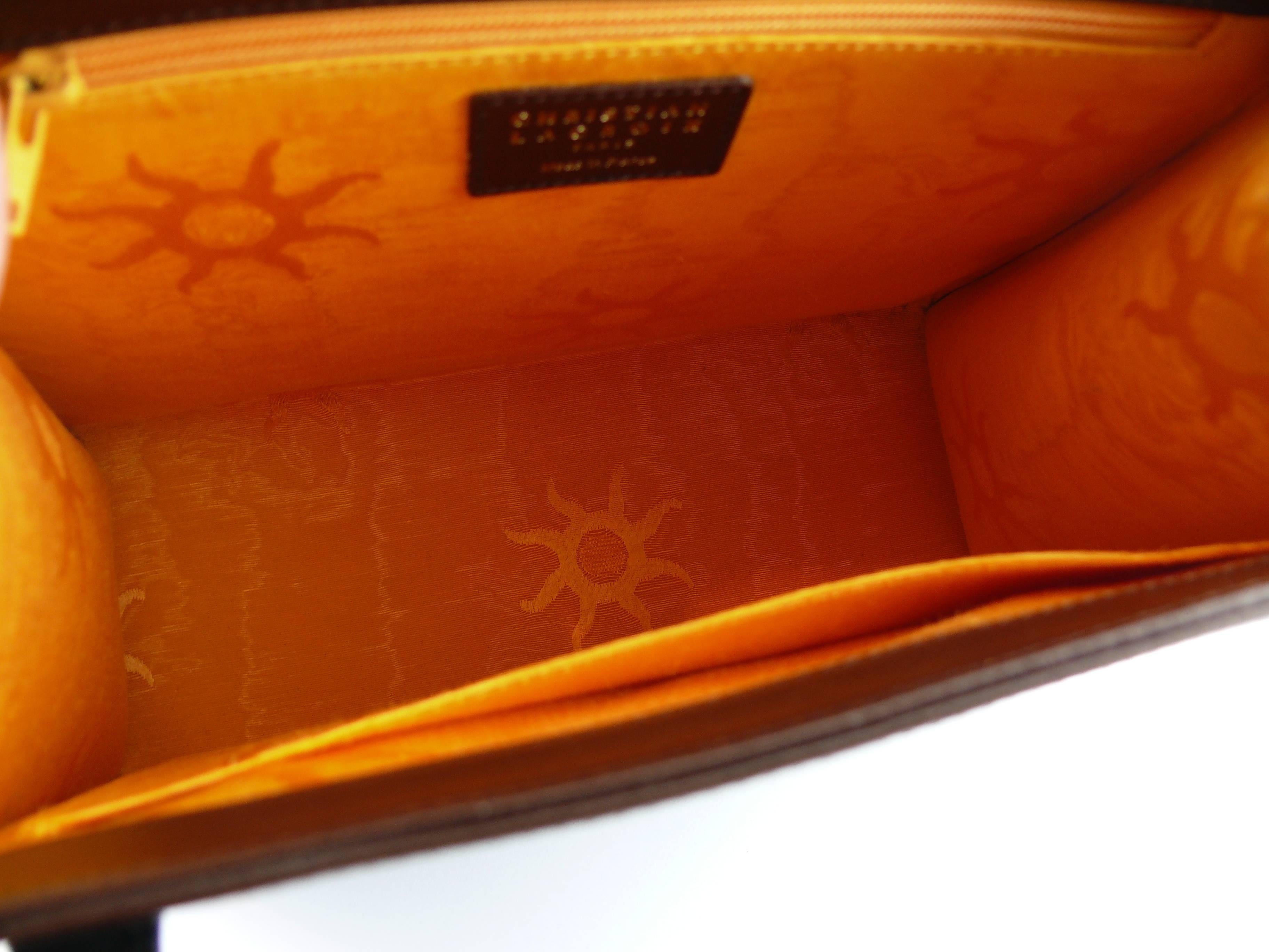 Christian Lacroix Vintage Brown Leather Bag with Black Patent 3