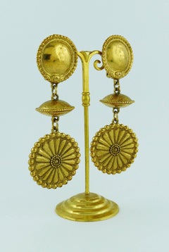 Yves Saint Laurent Boucles d'oreilles pendantes vintage ton or Yves Saint Laurent