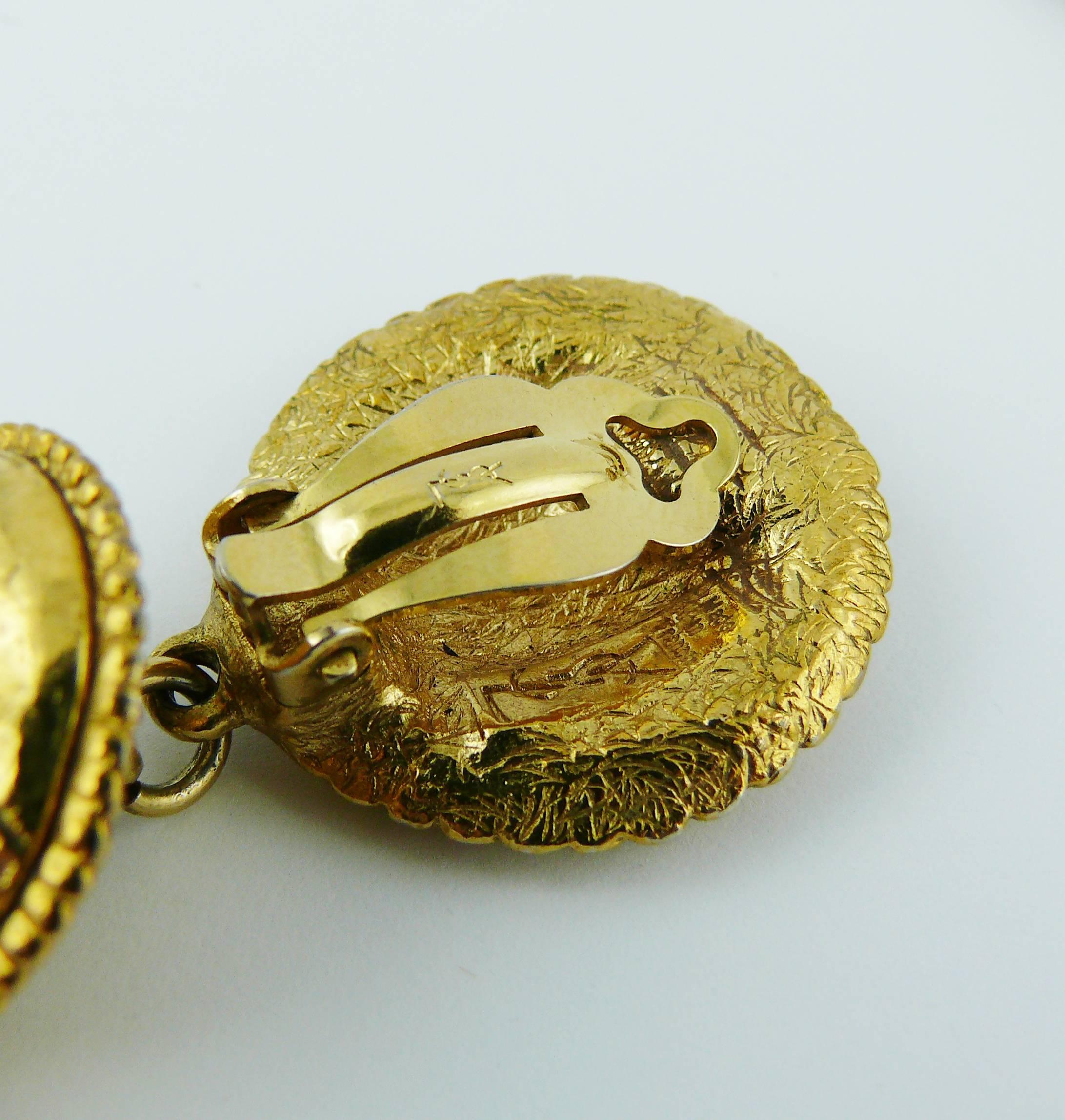 Women's Yves Saint Laurent YSL Vintage Gold Toned Dangling Earrings For Sale
