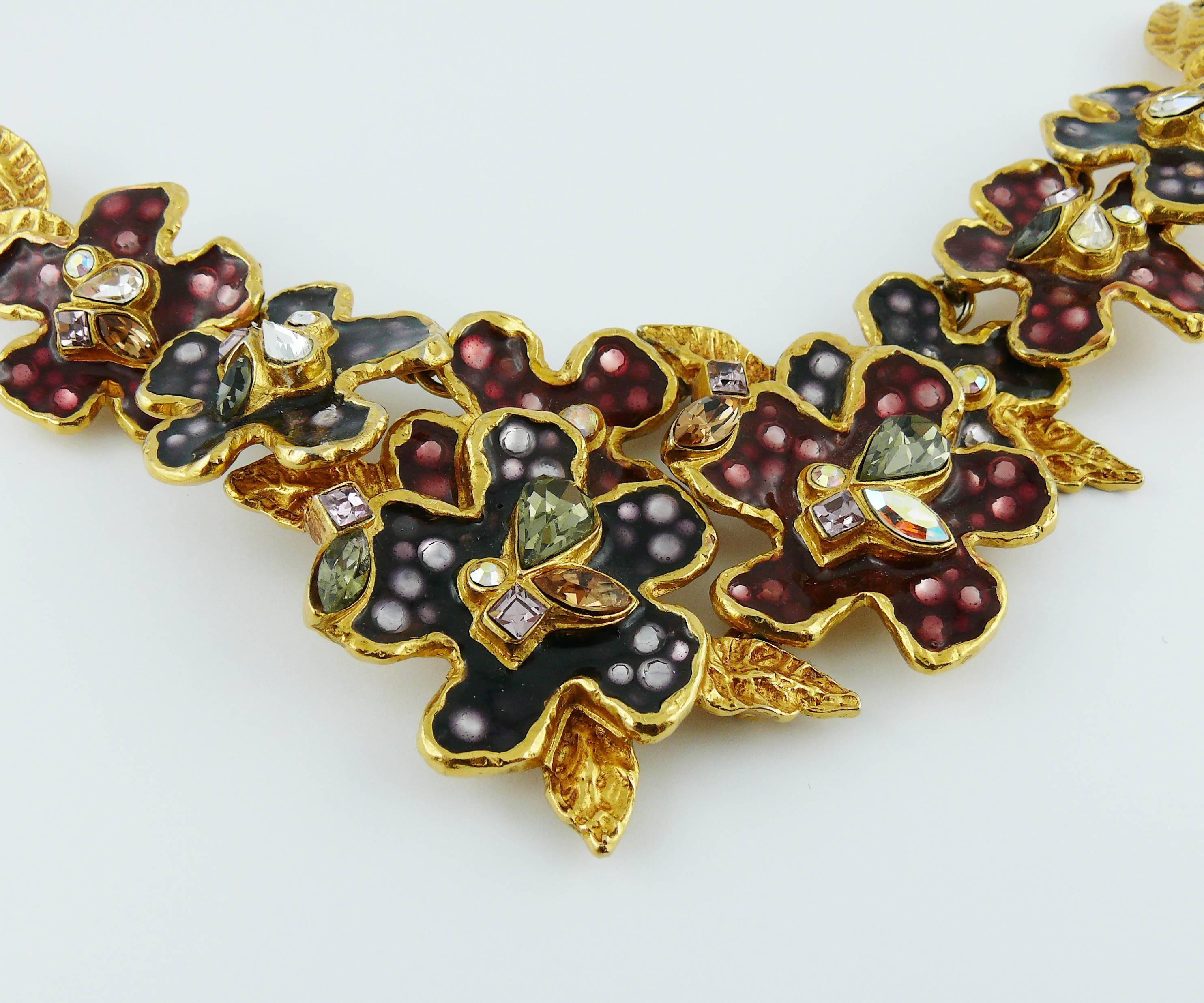 Christian Lacroix Vintage Enamel Flowers Necklace In Excellent Condition In Nice, FR