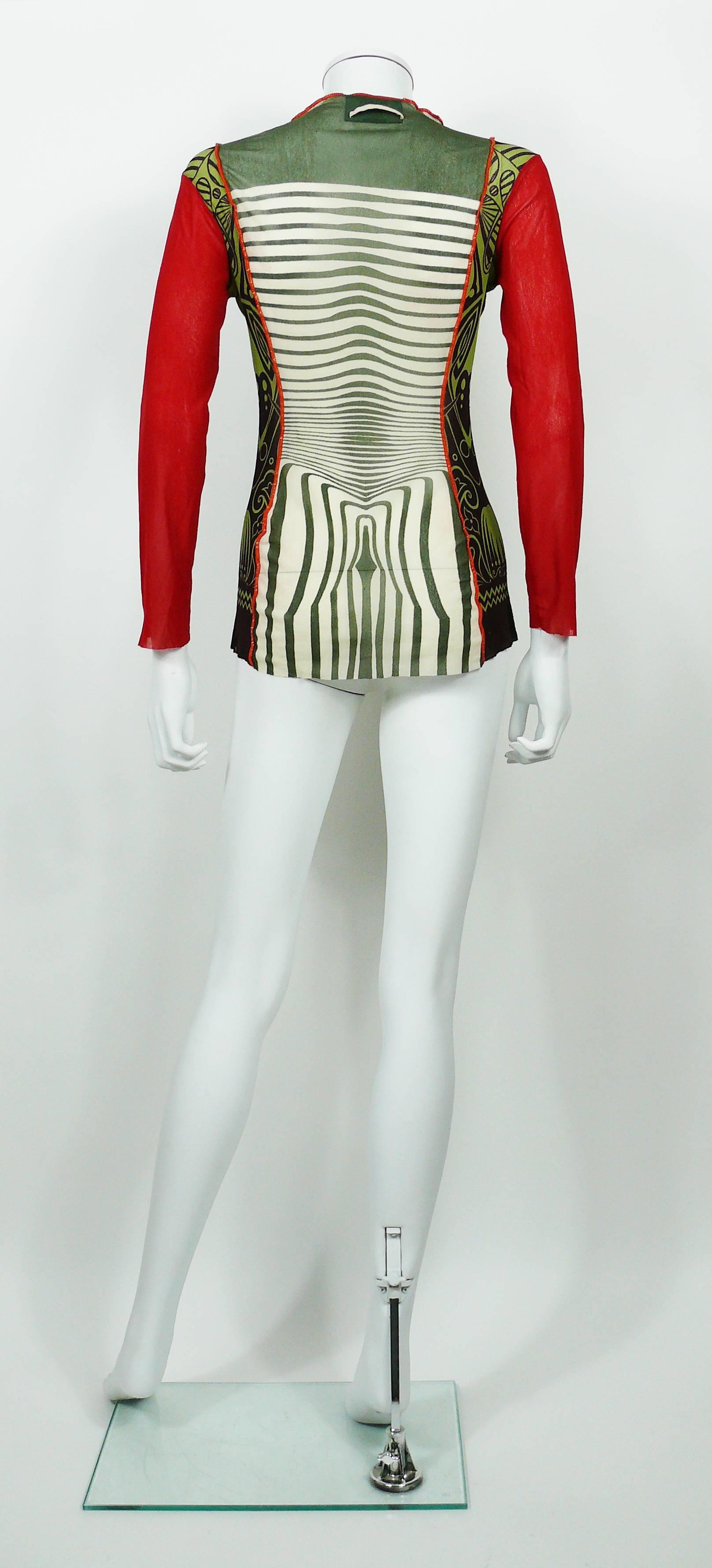 Women's Jean Paul Gaultier Vintage 1996 Cyberbaba Body Map Optical Illusion Top Size L