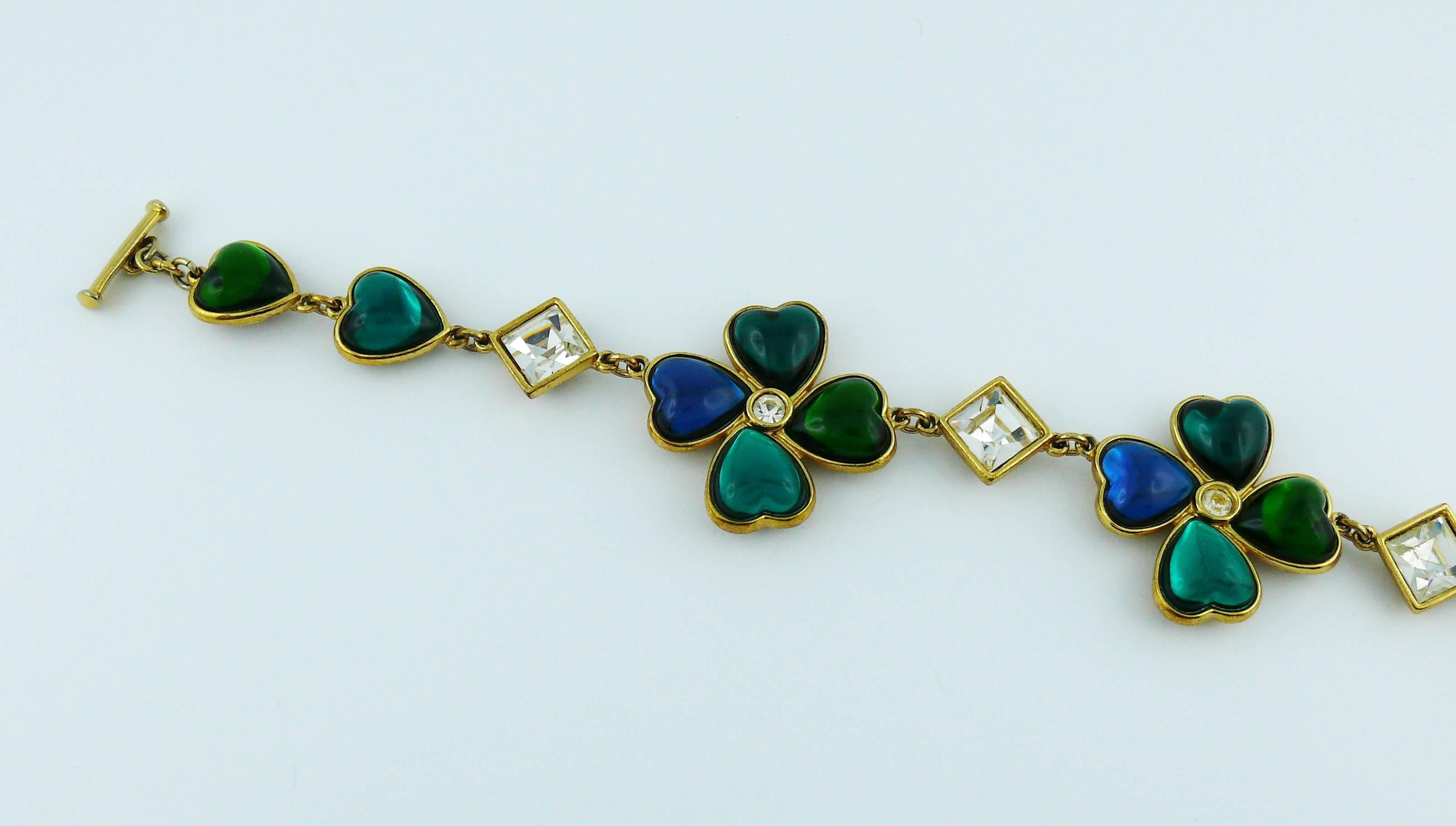 Yves Saint Laurent YSL Vintage Jewelled Clover Necklace 2