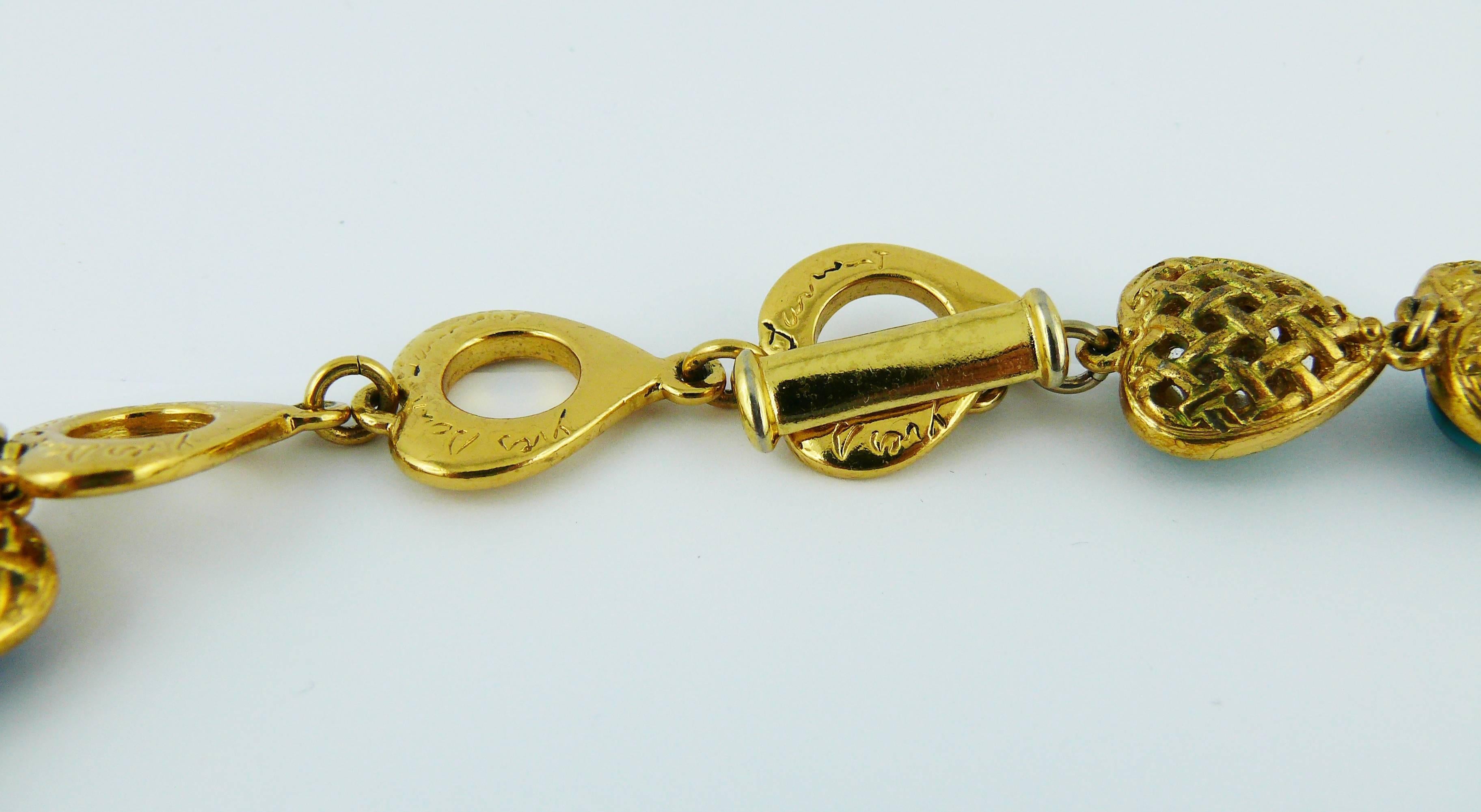 Yves Saint Laurent YSL Vintage Jewelled Clover Necklace 4