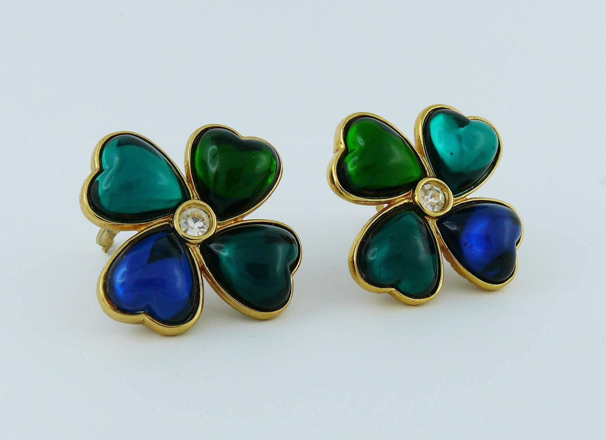 Yves Saint Laurent YSL Vintage Clover Clip-On Earrings In Excellent Condition In Nice, FR