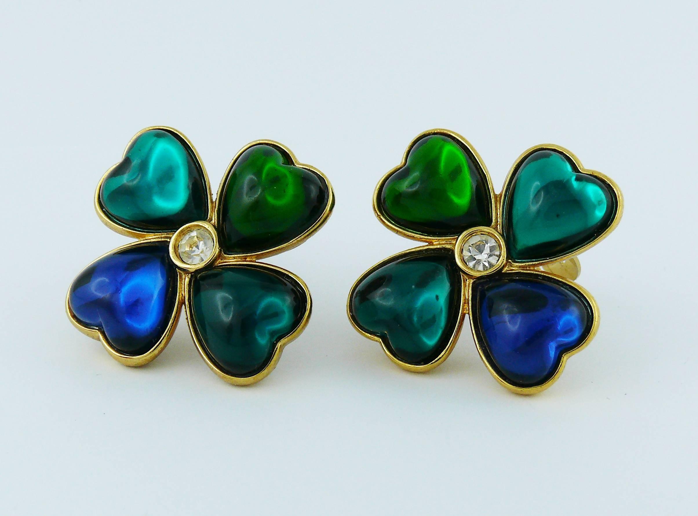 Women's Yves Saint Laurent YSL Vintage Clover Clip-On Earrings