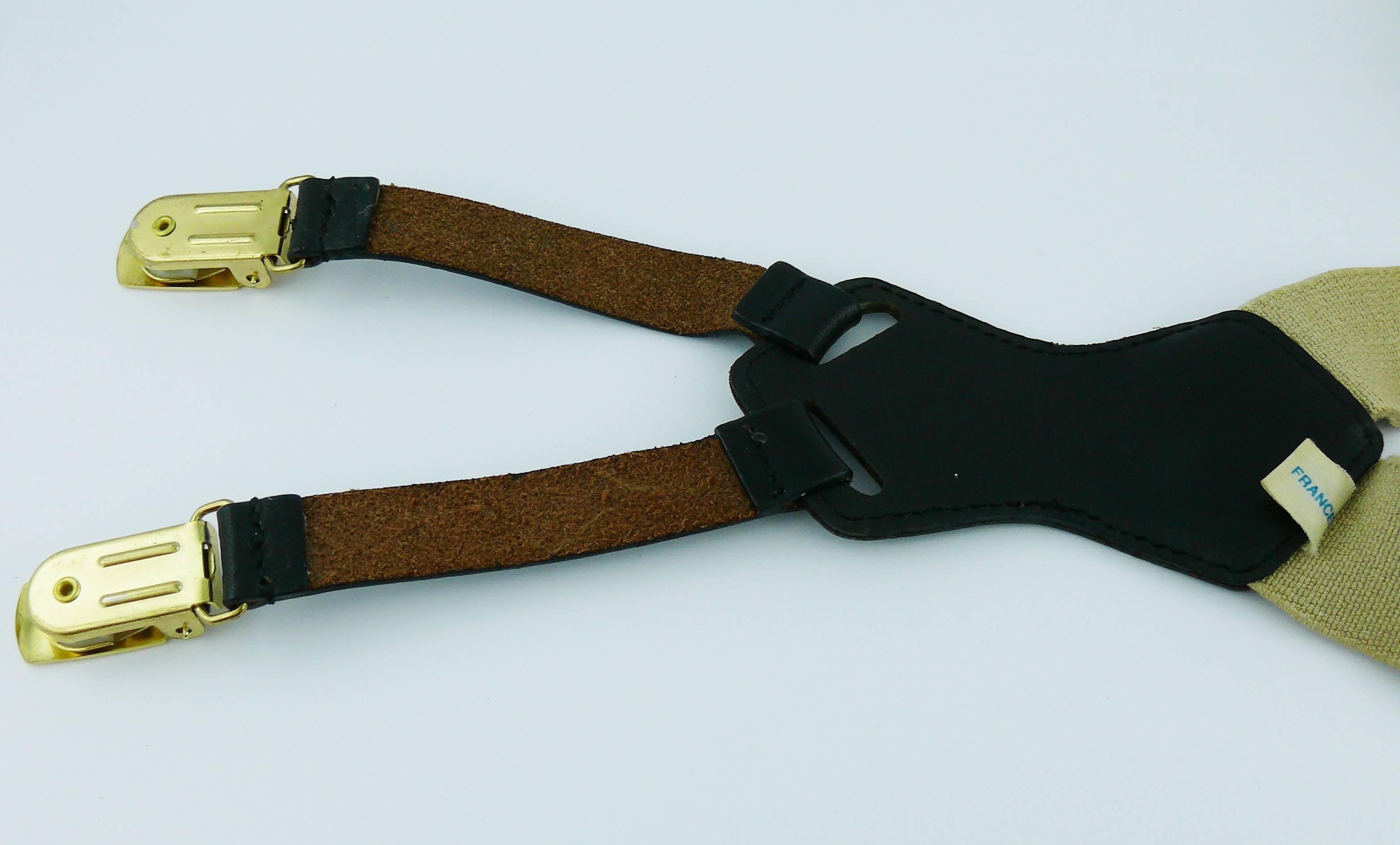 Chanel Vintage Iconic Light Brown and Black Suspenders 3