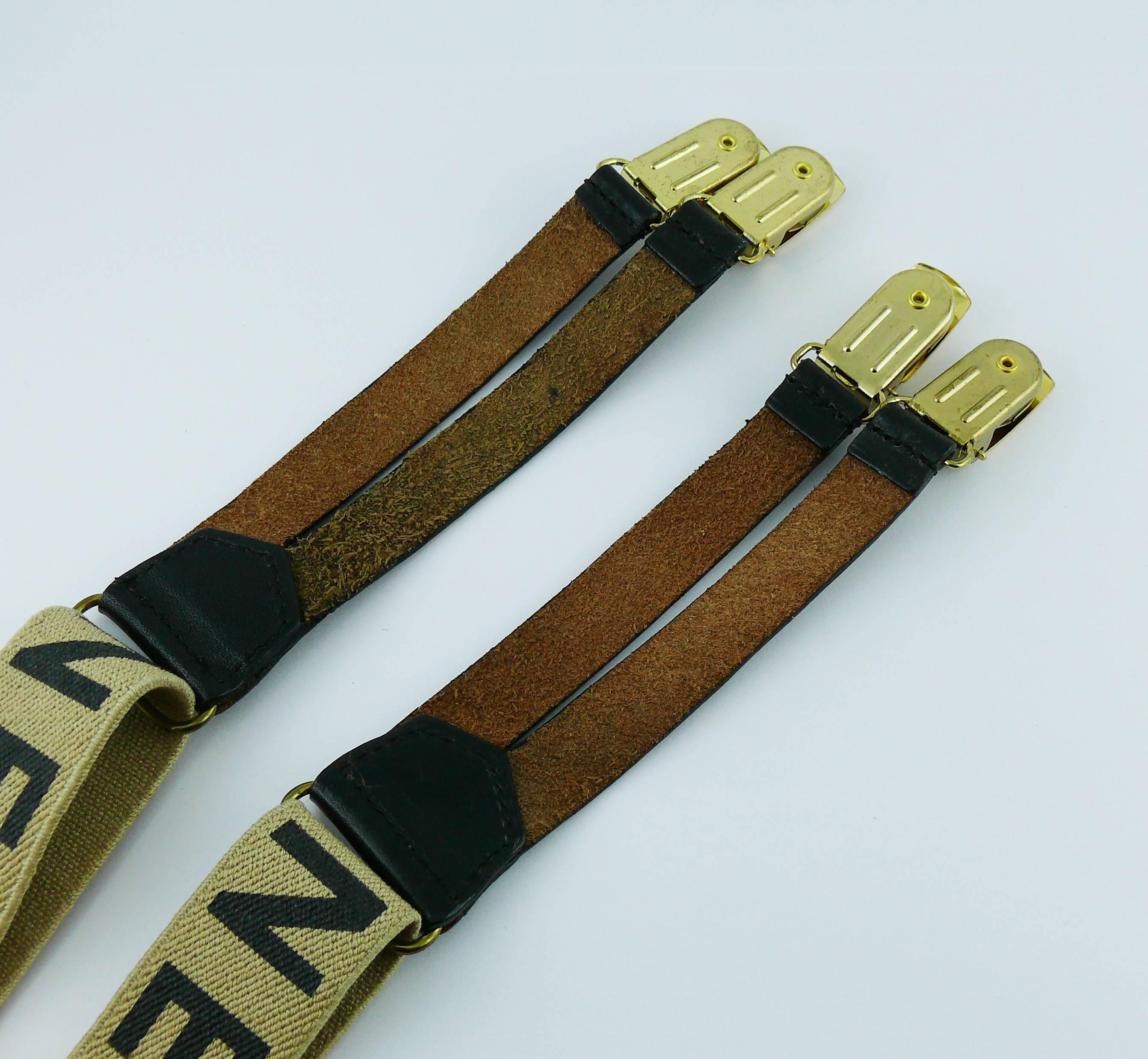 Chanel Vintage Iconic Light Brown and Black Suspenders 4