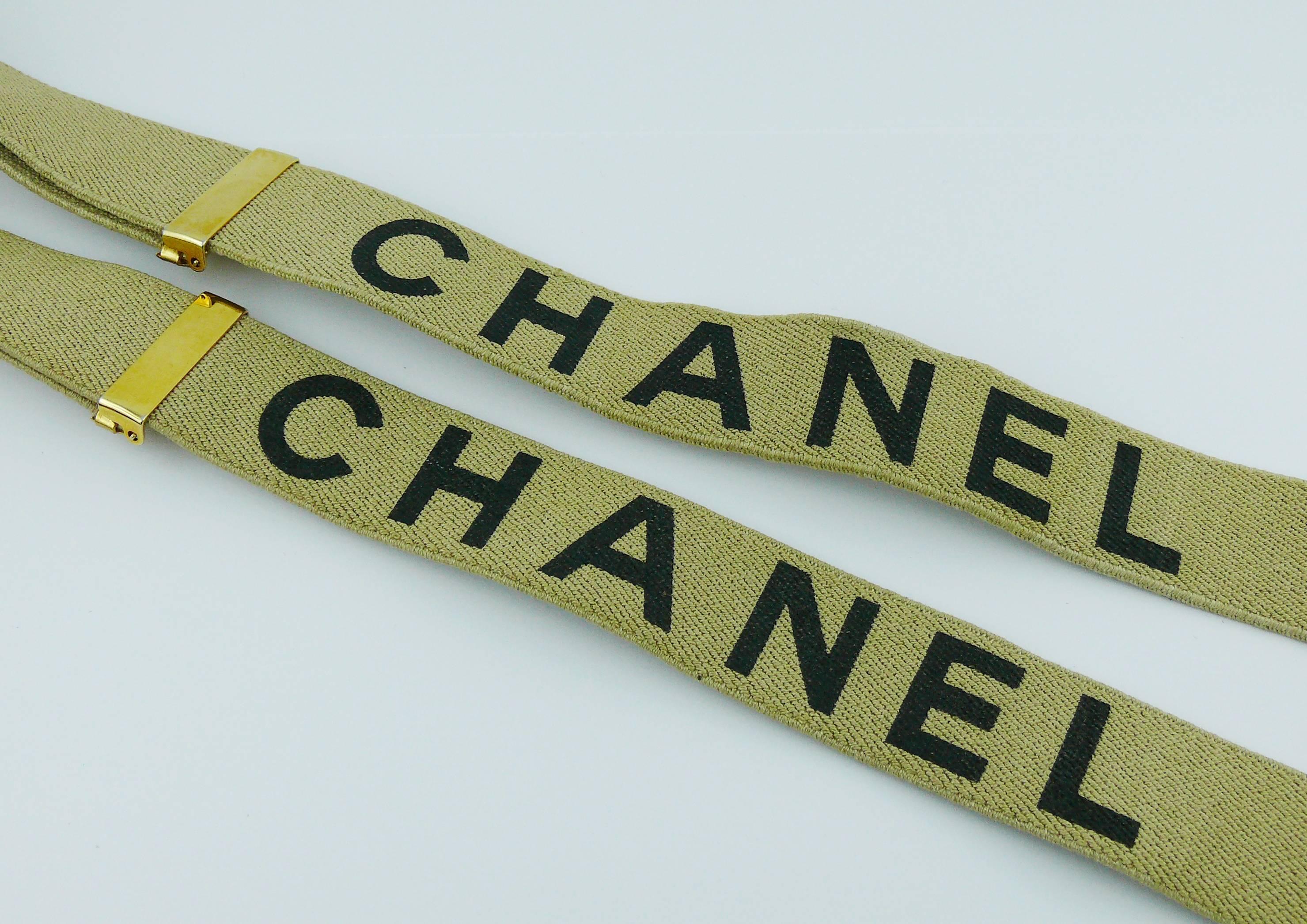 Women's Chanel Vintage Iconic Light Brown and Black Suspenders
