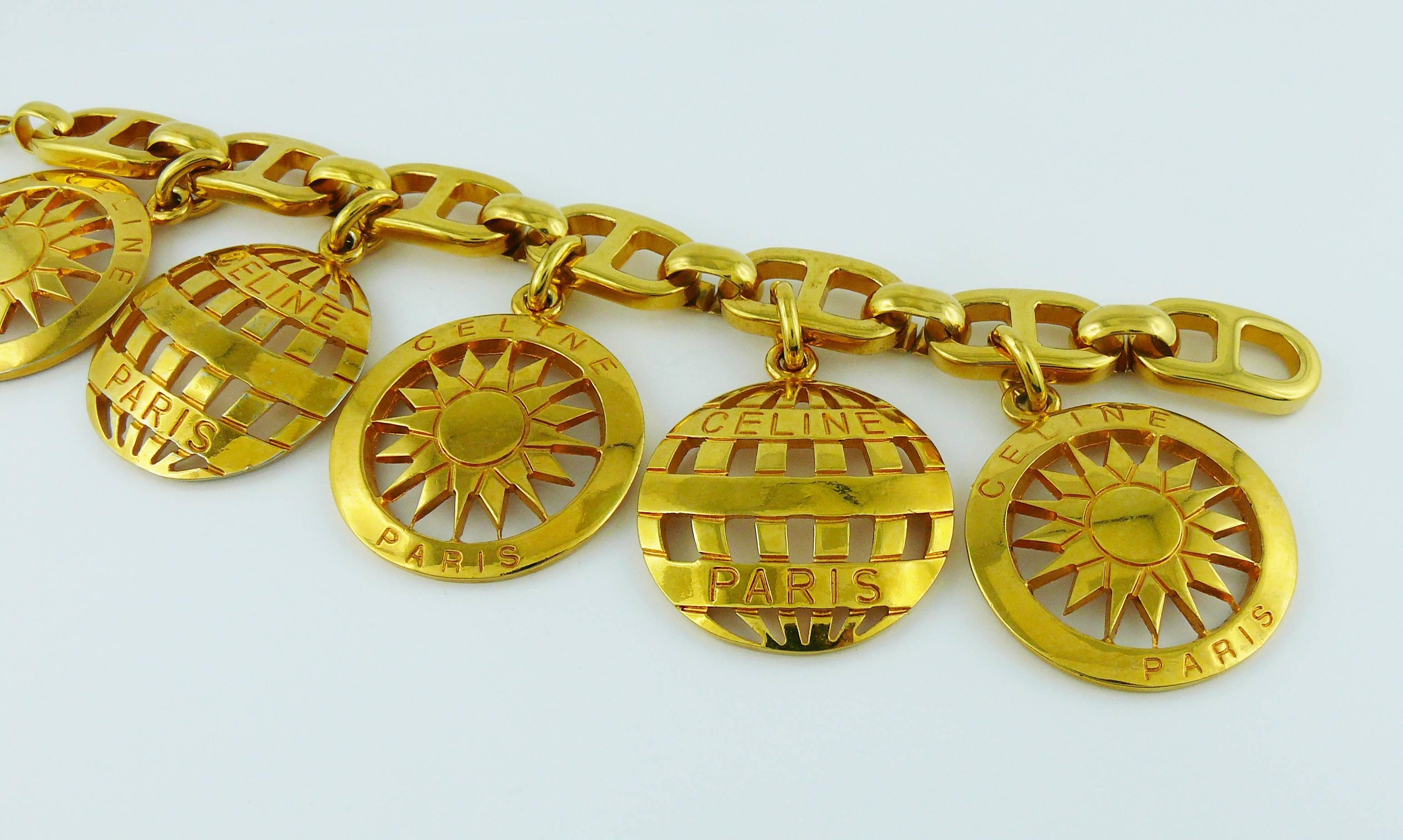 Women's Celine Vintage Gold Toned Charms Bracelet