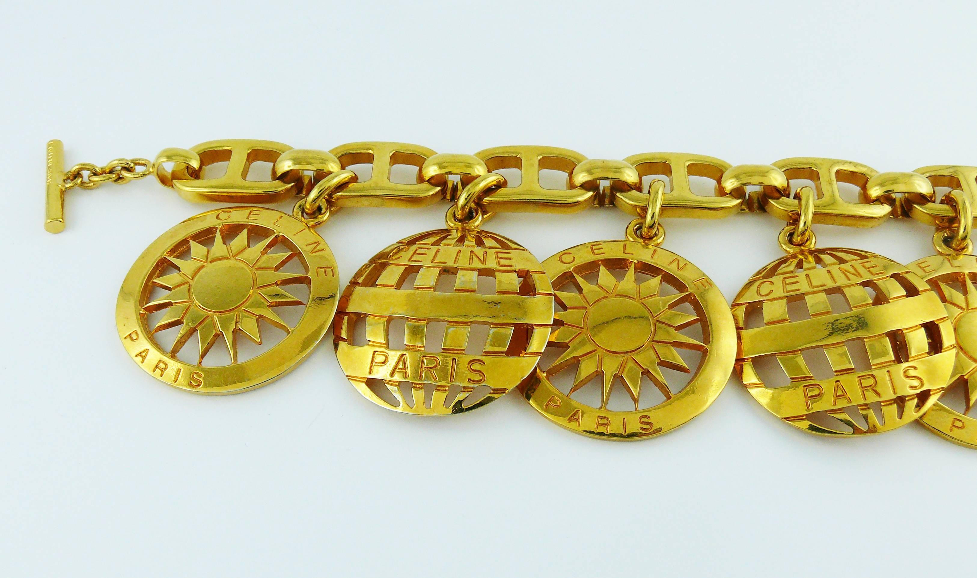Celine Vintage Gold Toned Charms Bracelet 1